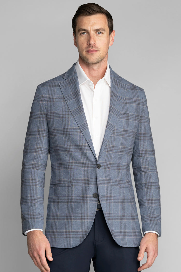 Performance Linen Blazer // Pearl Blue Plaid Performance Linen Blazer // Pearl Blue Plaid