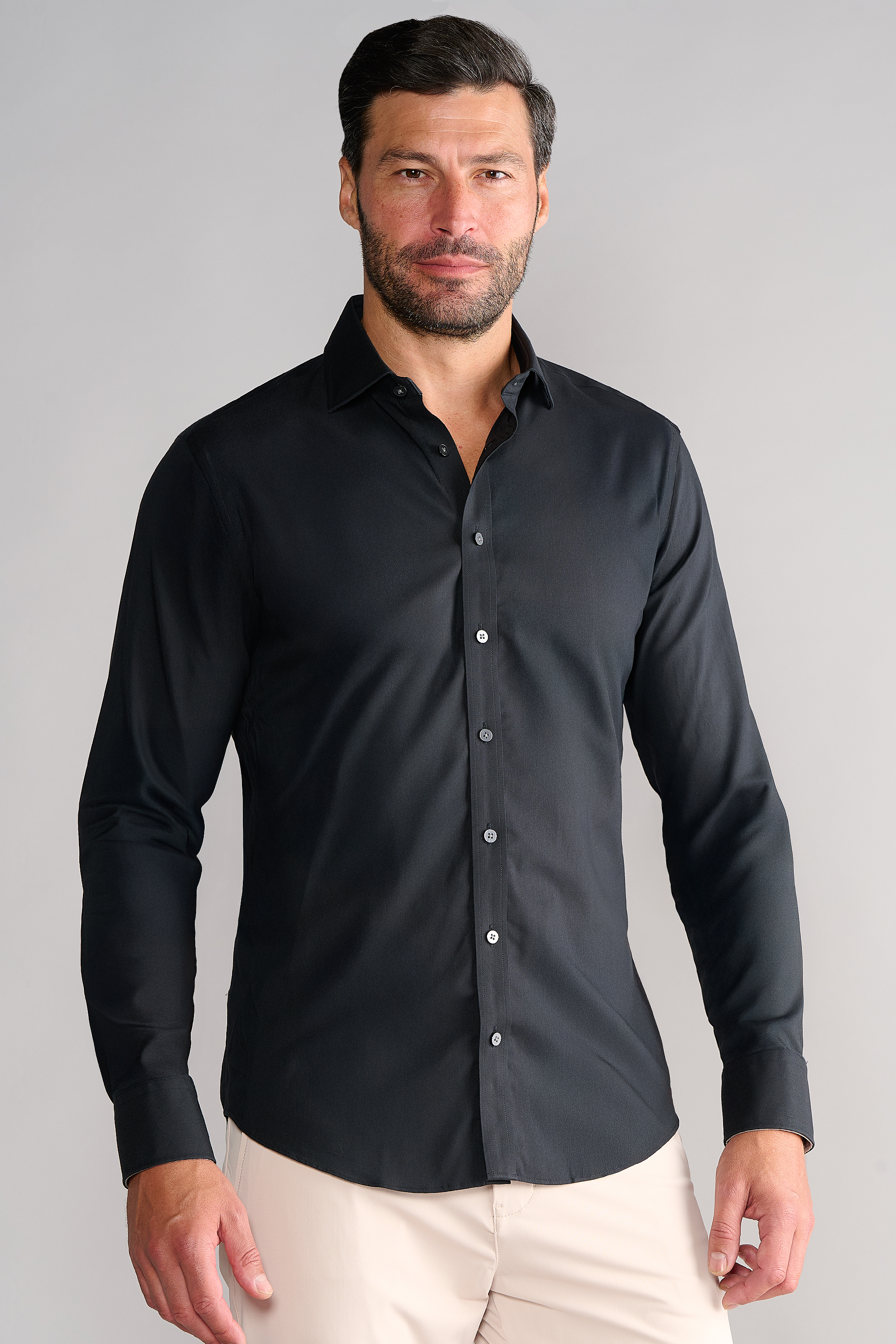 Floerns Men's Striped Short Sleeve Button-Down Shirt – Casual Stretch Shirt In Black/White/Grey