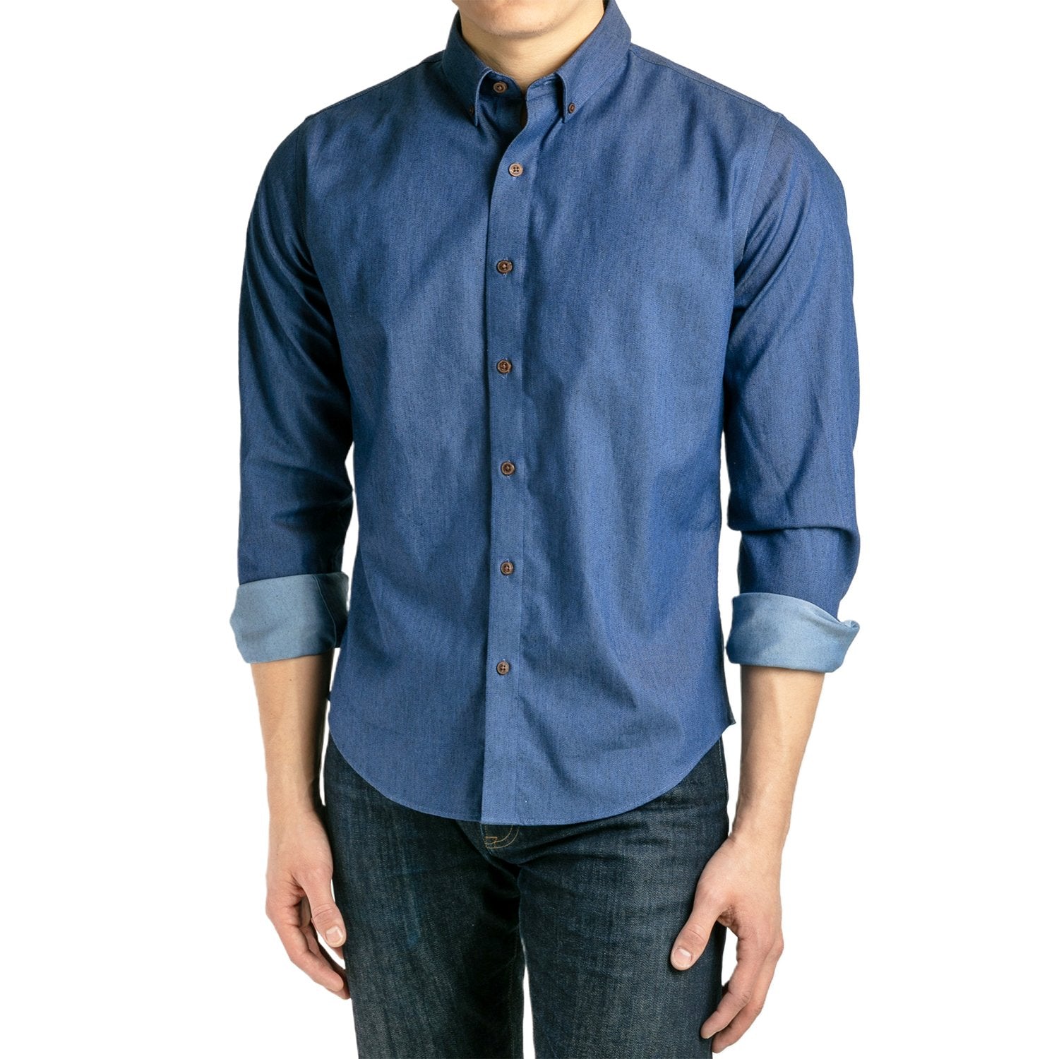 Short Sleeve Button Down Shirts With Jeans Men's Untucked Blue