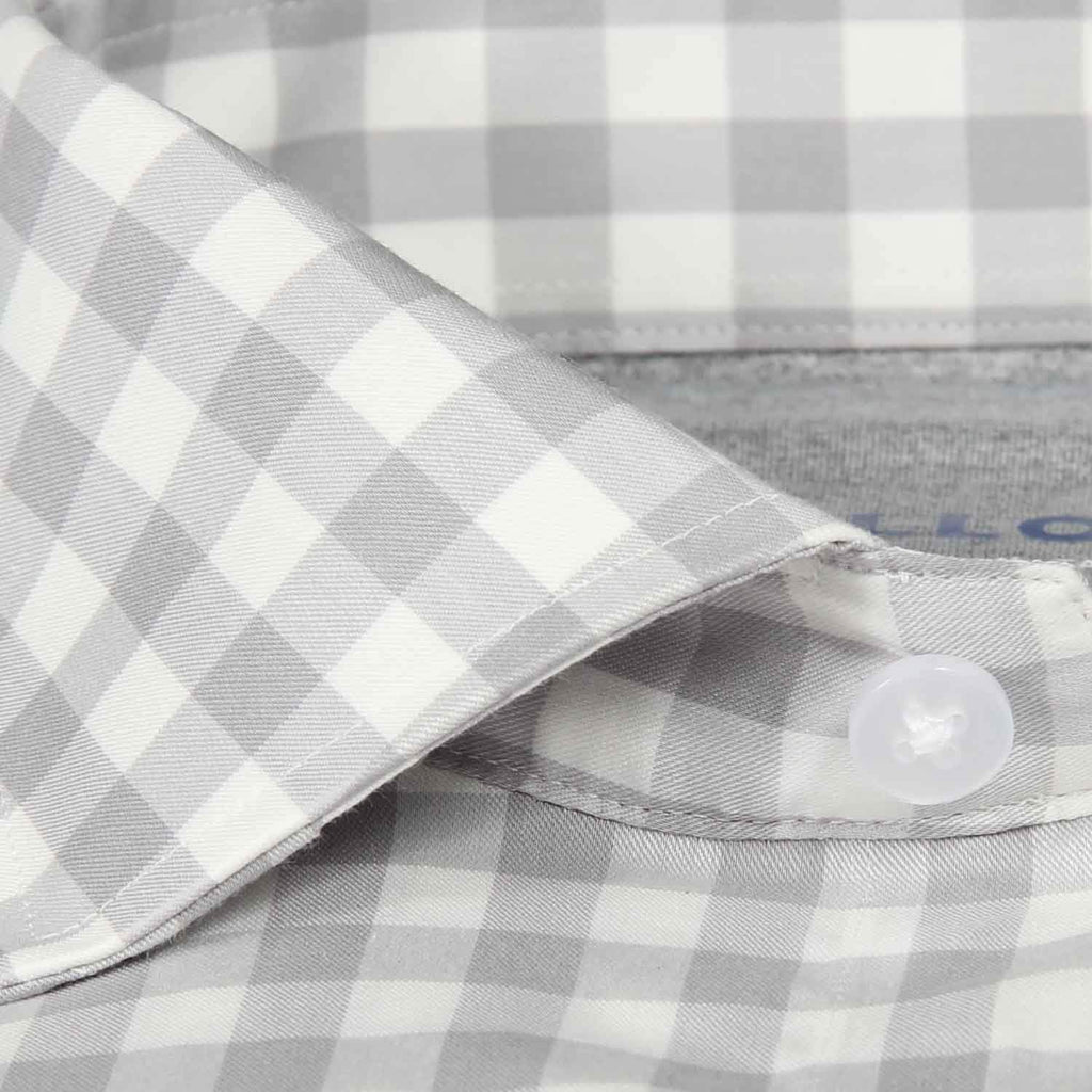 grey white check shirt
