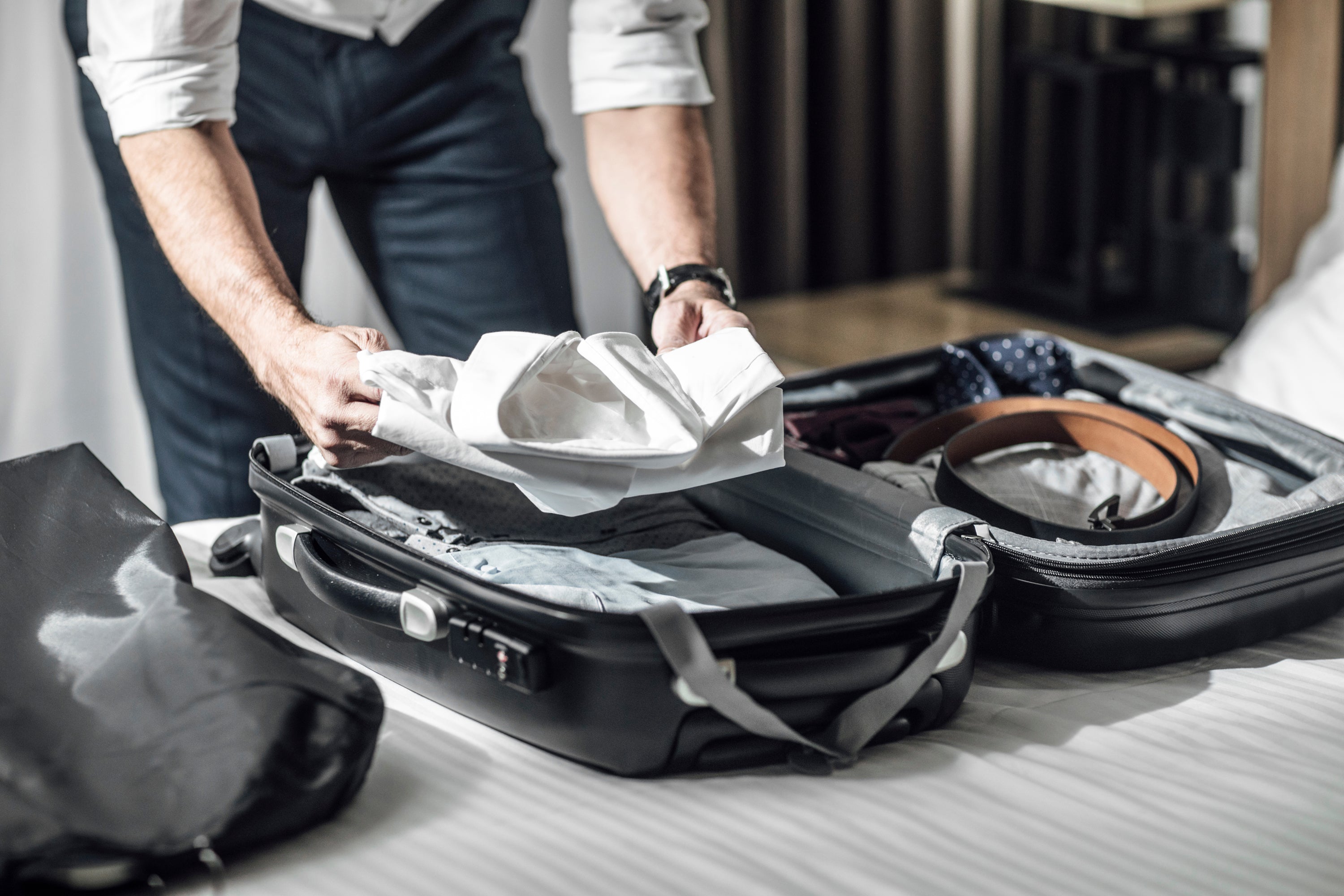 Way to pack shirts in a fashion suitcase