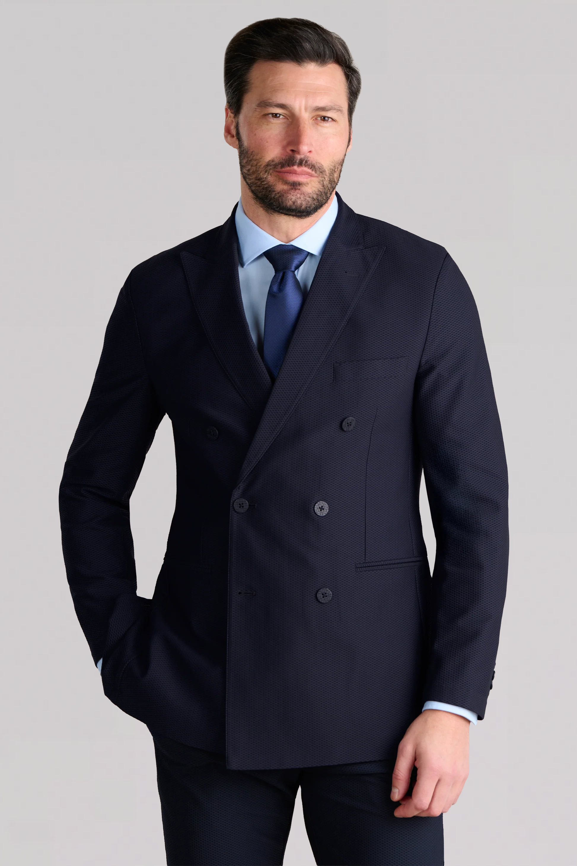Air Double Breasted Blazer // Navy - Long / 46 Air Double Breasted Blazer // Navy - Long / 46