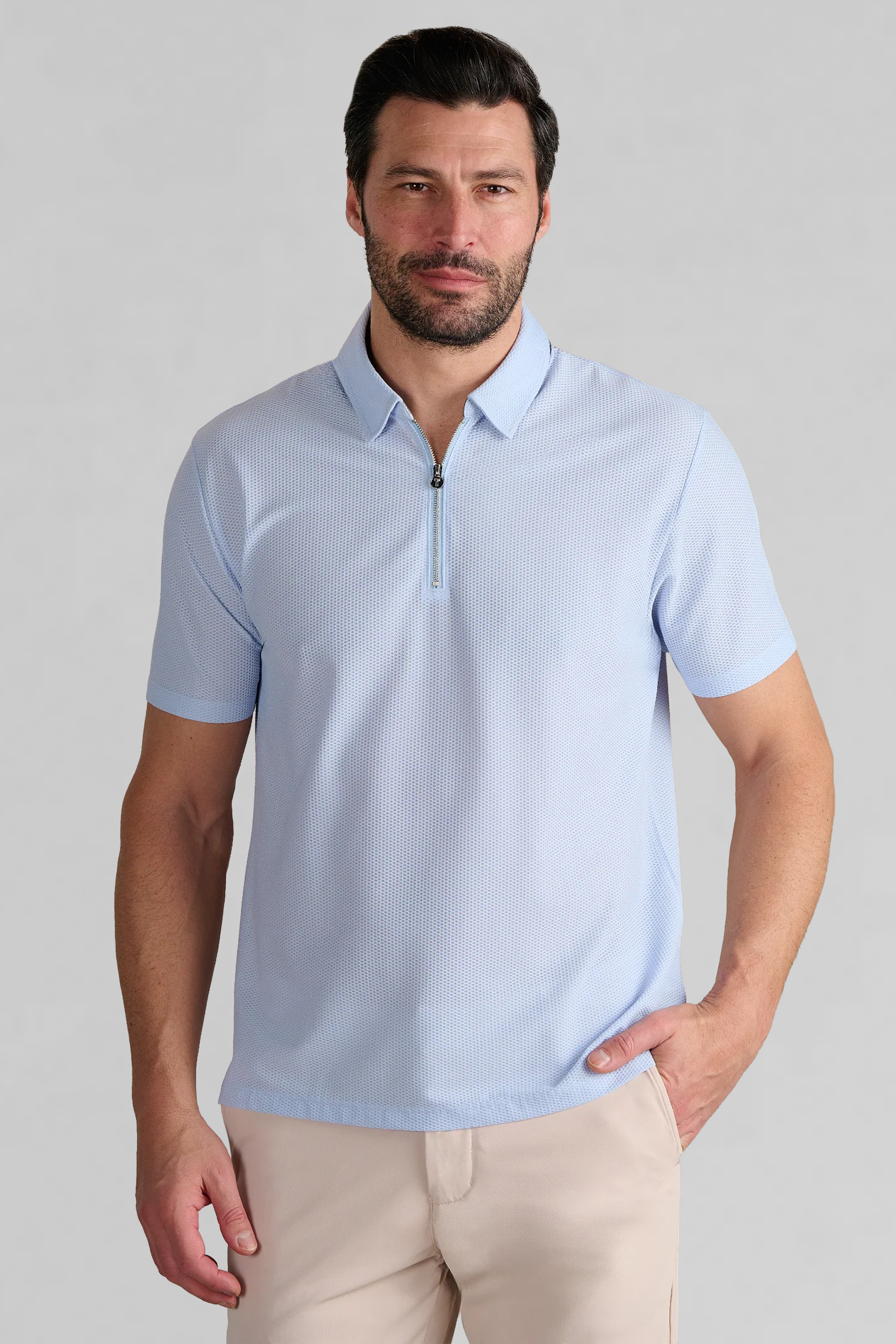 AIR Zip Polo Solid // Powder Blue