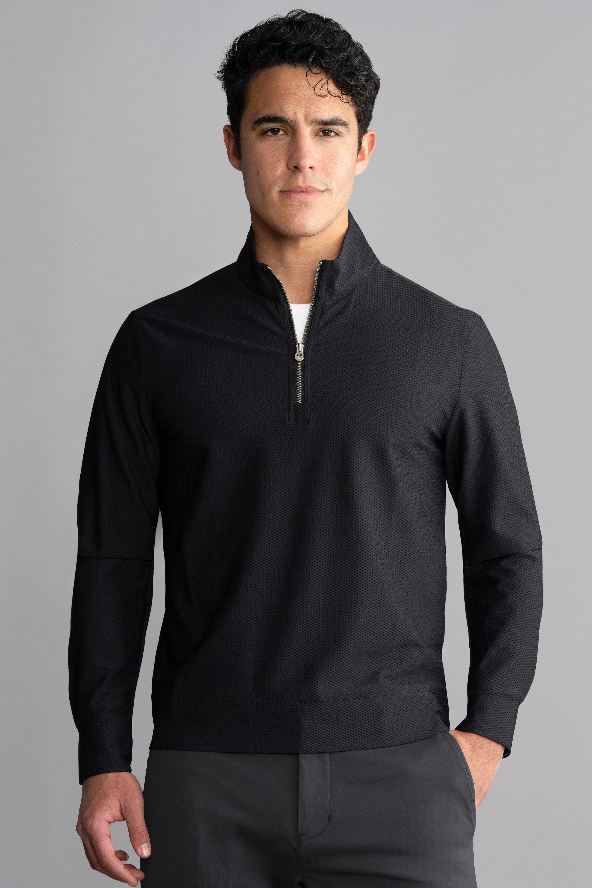 zipper dress shirt Men's Twillory Performance Quarter Zip Sweatshirt Black