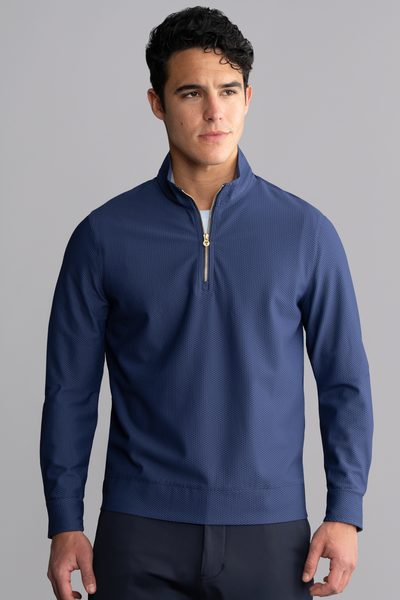 Twillory Men's Air Quarter Zip - Steel Blue - Wrinkle-Free, Moisture-Wicking, Machine-Washable