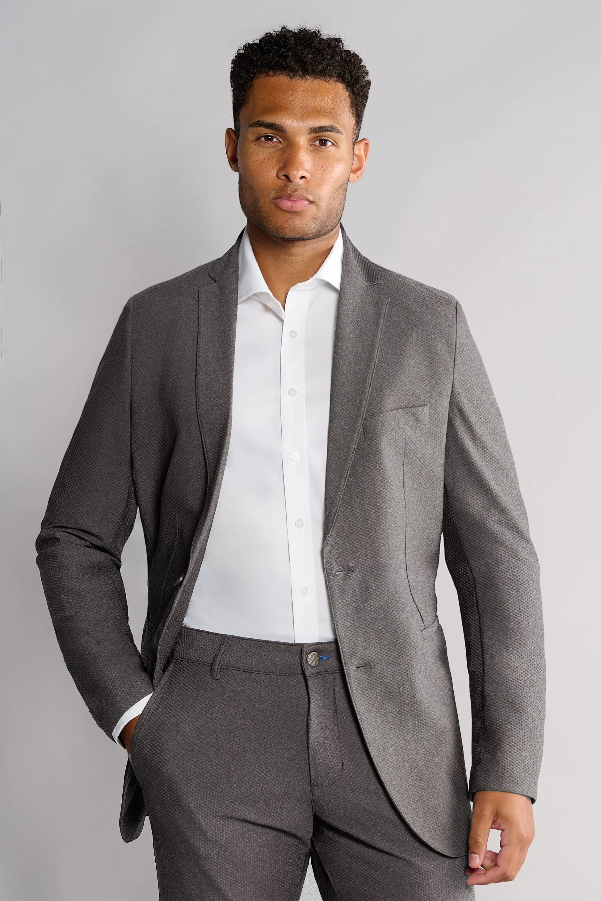 Men's Grey Melange Air Blazer (Summer Performance Suit Jacket) Twillory Men's Grey Melange Air Blazer (Summer Performance Suit Jacket) Twillory
