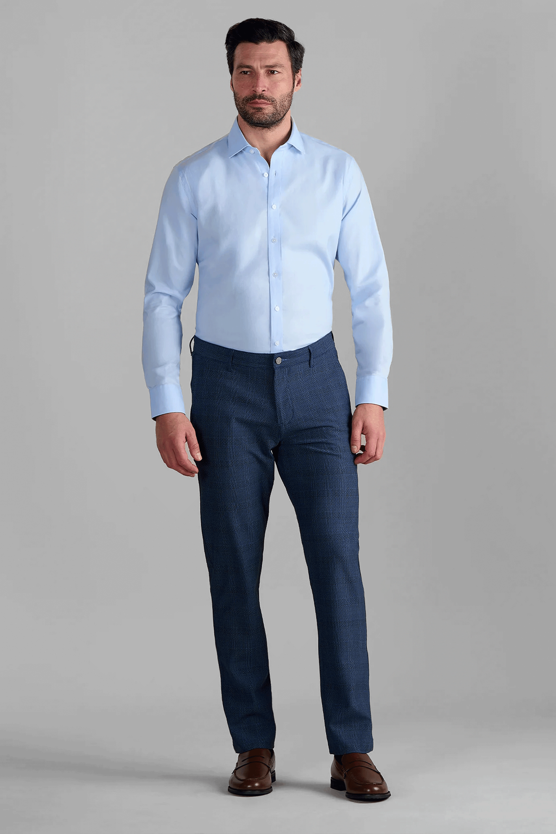 Men's Summer Blue Prince of Wales Dress Pant (Breathable & Lightweight) | Twillory Men's Summer Blue Prince of Wales Dress Pant (Breathable & Lightweight) | Twillory