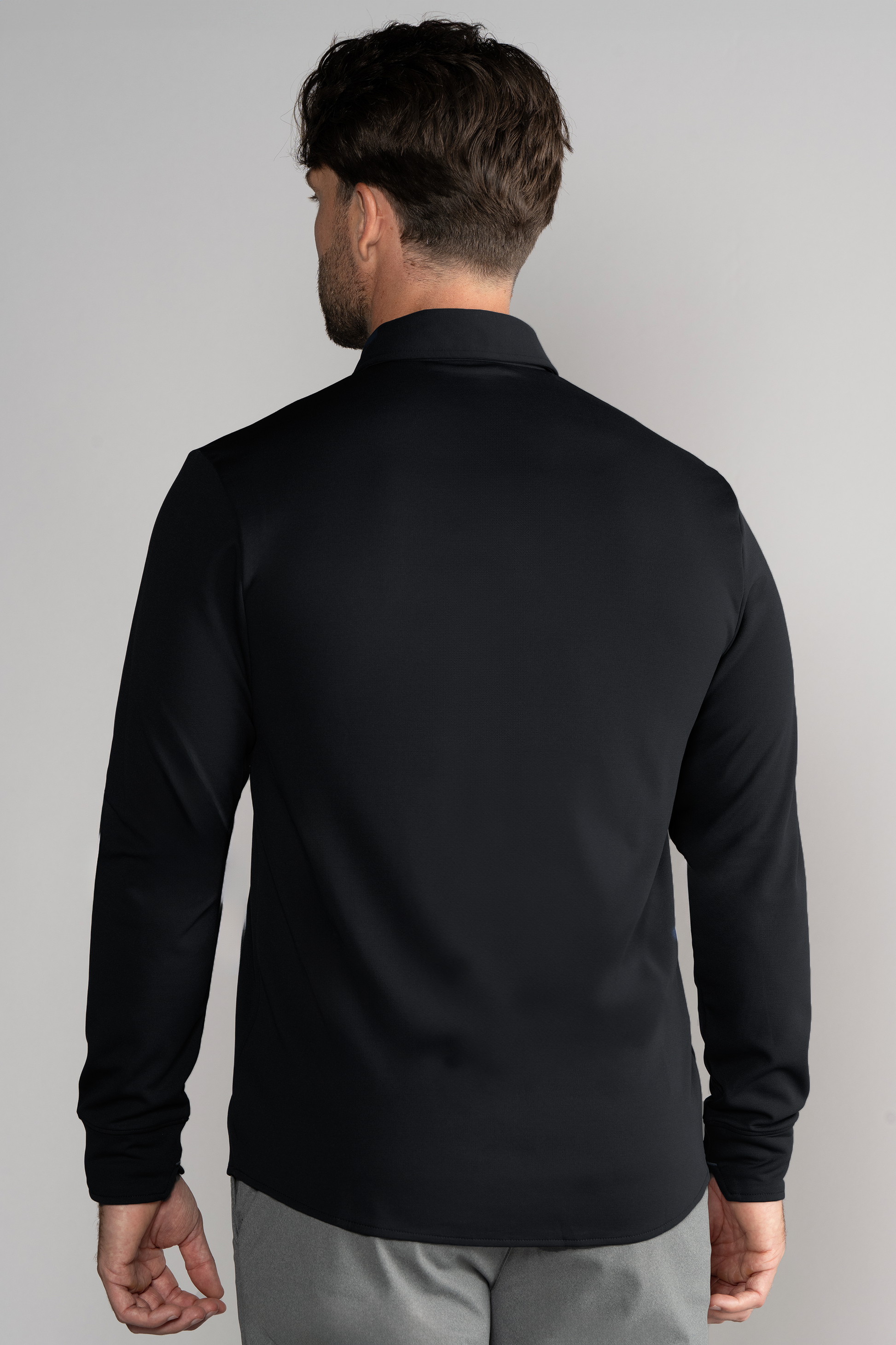 Long Sleeve Button Down Polo Solid // Black Twillory Long Sleeve Button Down Polo Solid // Black Twillory