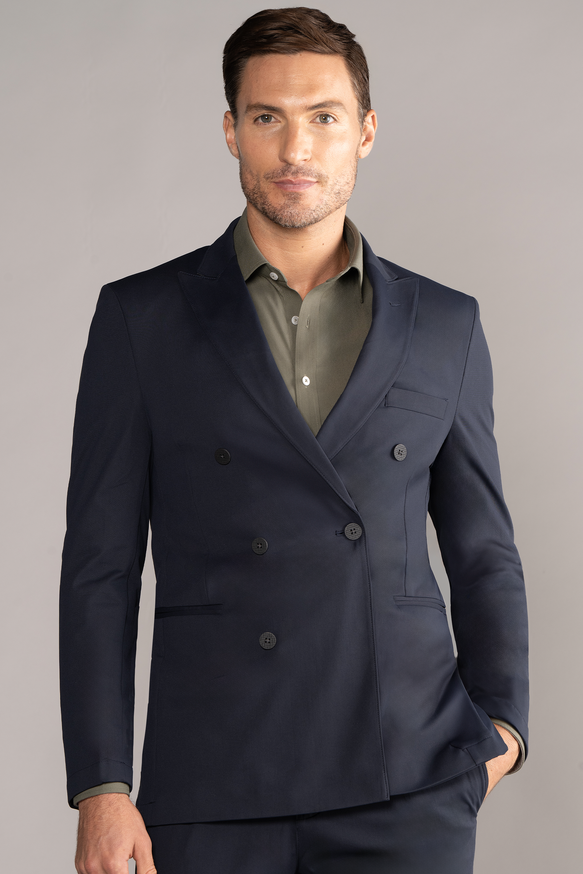 Performance Double Breasted Blazer // Navy