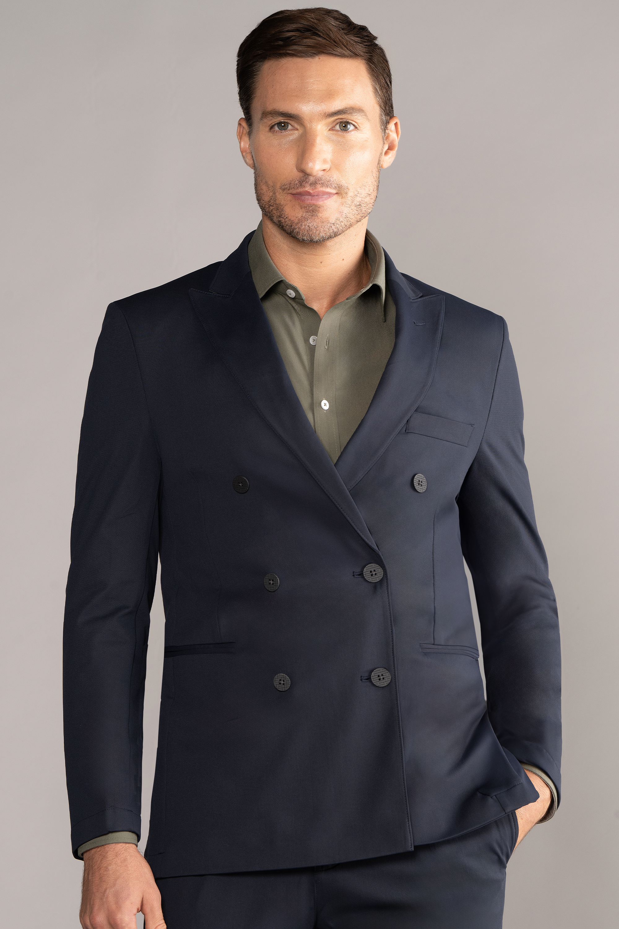 Performance Double Breasted Blazer // Navy