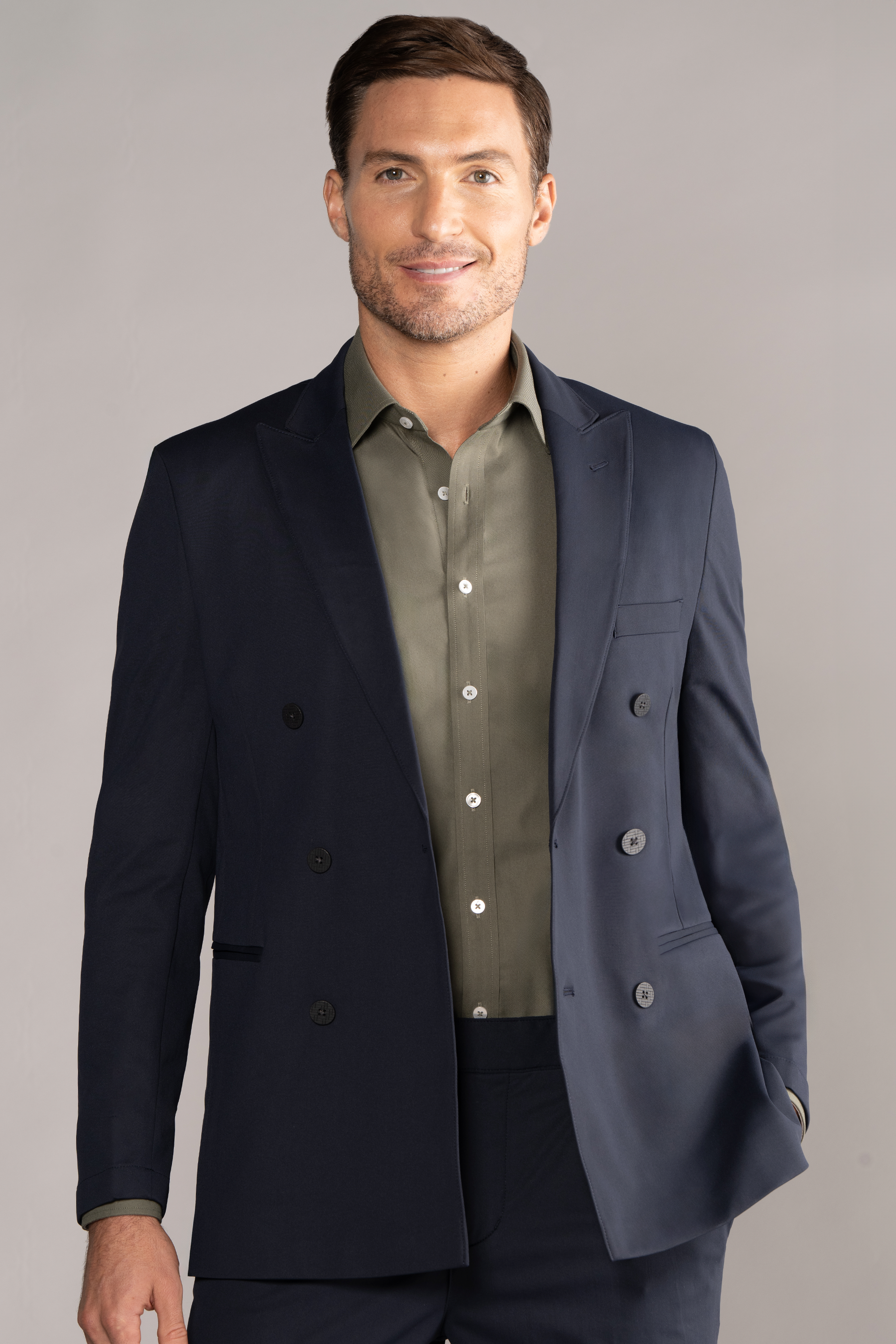 Performance Double Breasted Blazer // Navy