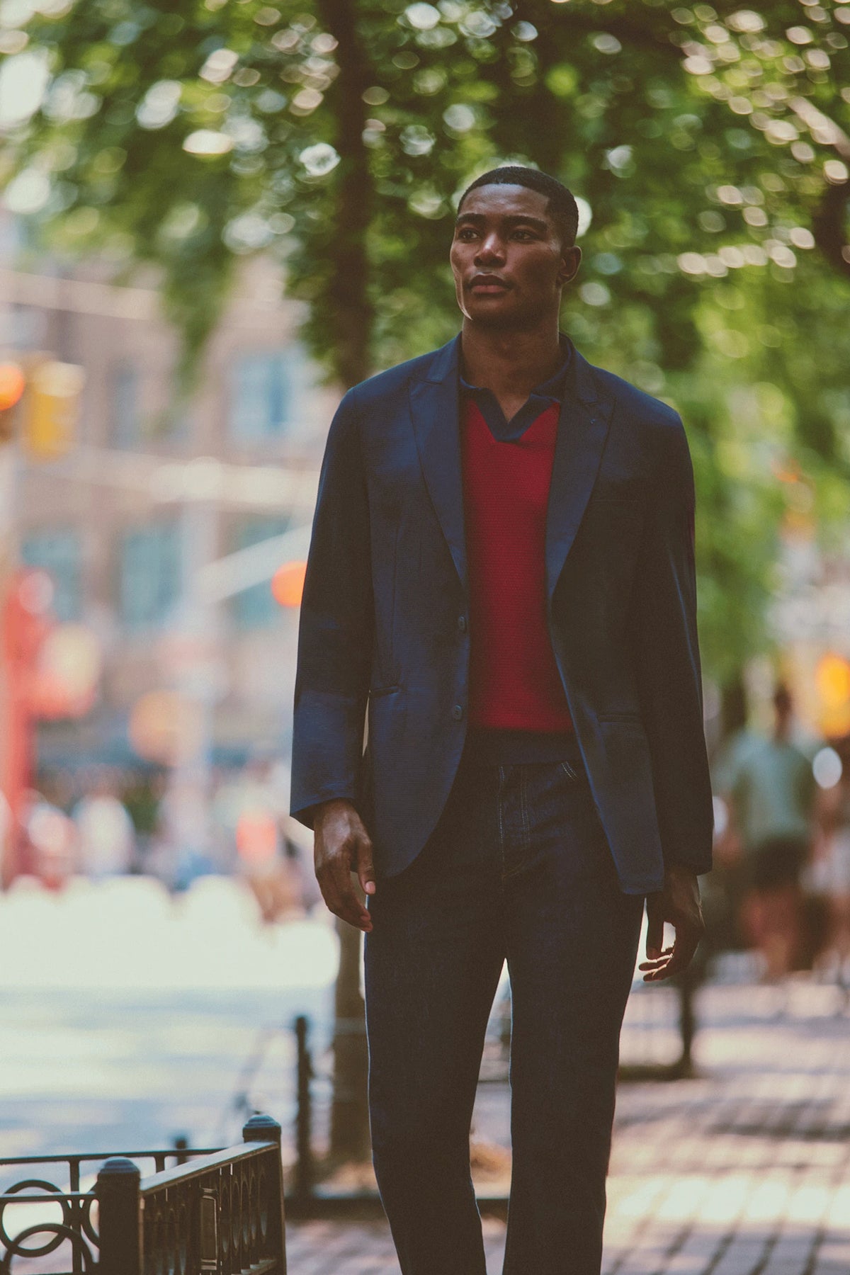 Long Sleeve Sweater Polo Contrast | Crimson, view 8 of 8