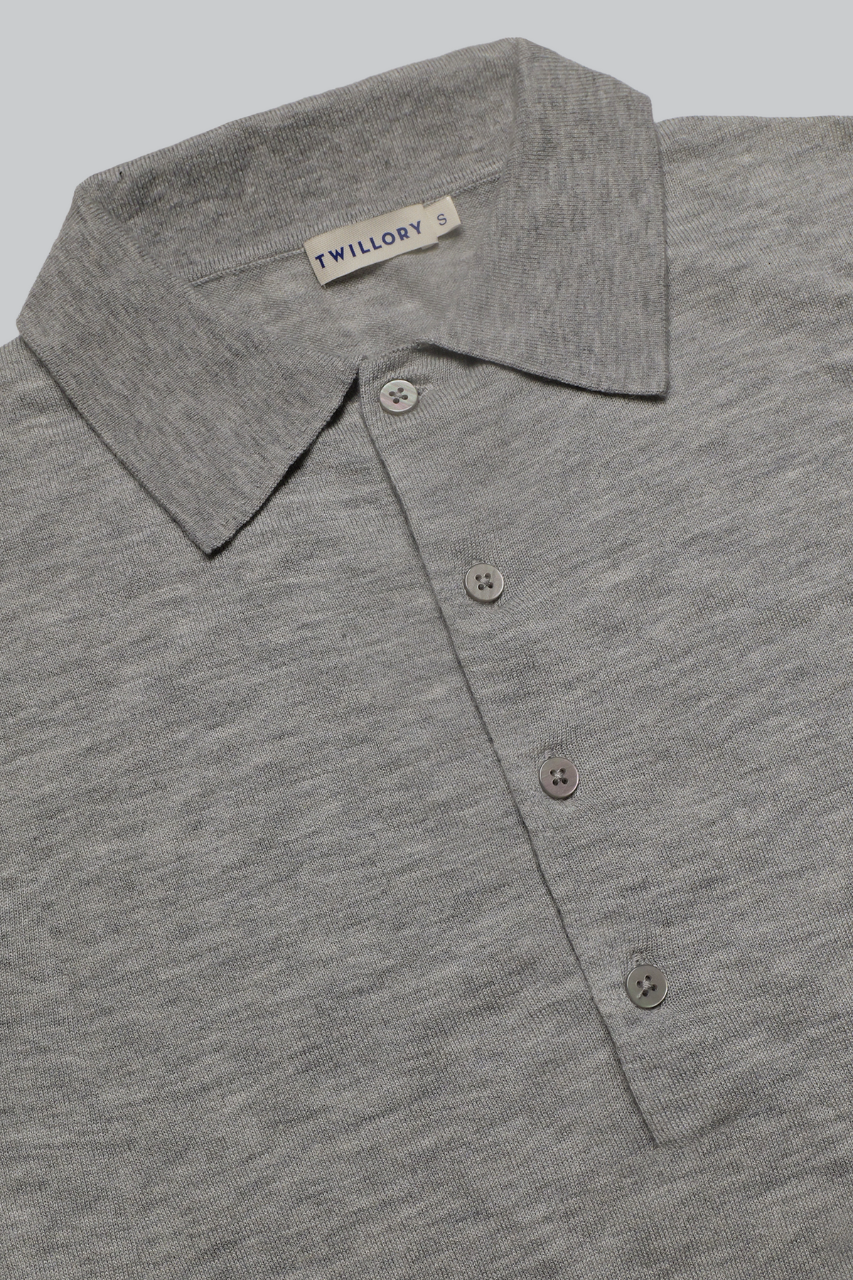 Lightweight Cashmere Polo | Heather Light Grey, image 8 of 8