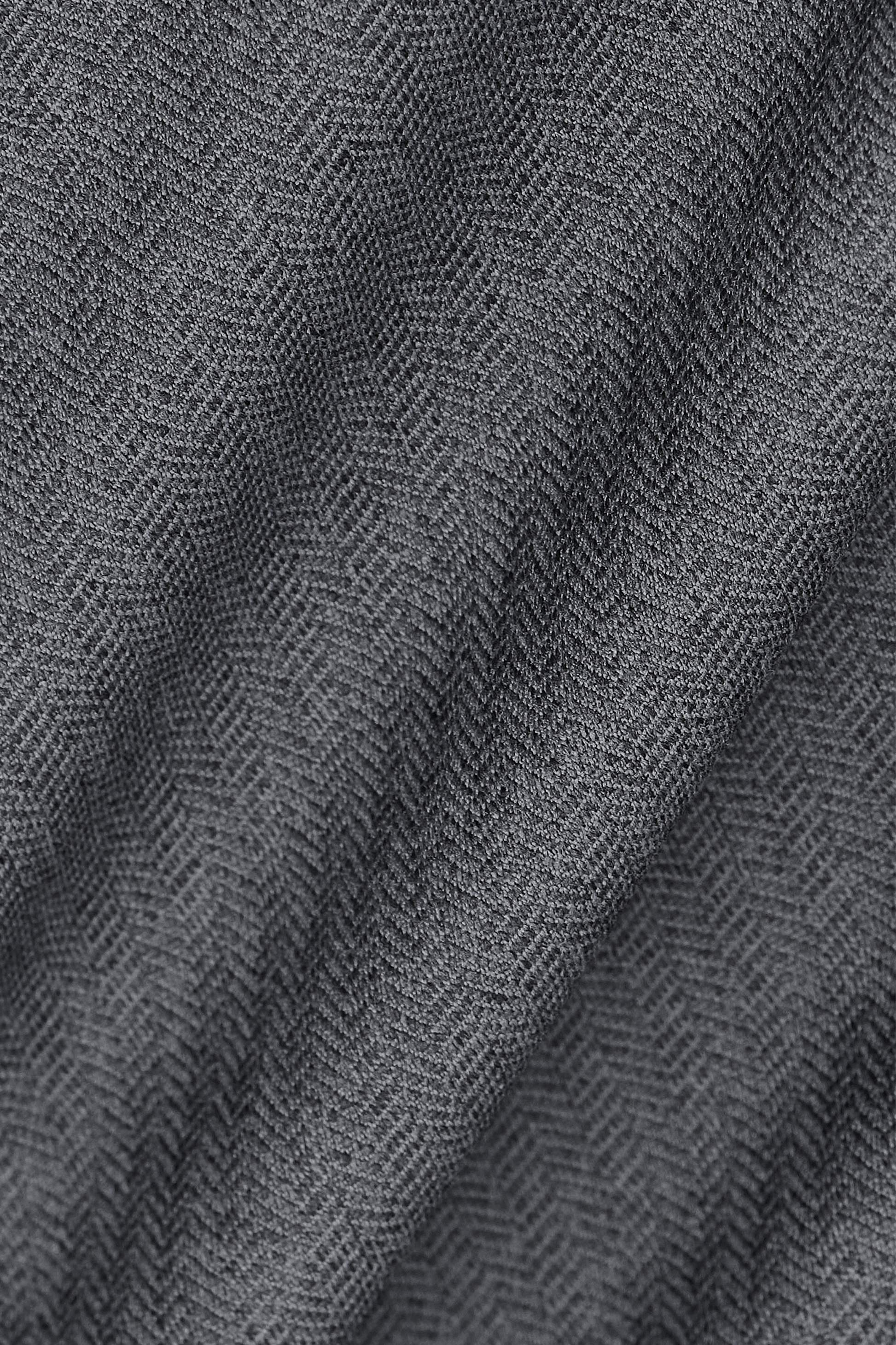 Long Sleeve Button Down Polo in Herringbone // Charcoal