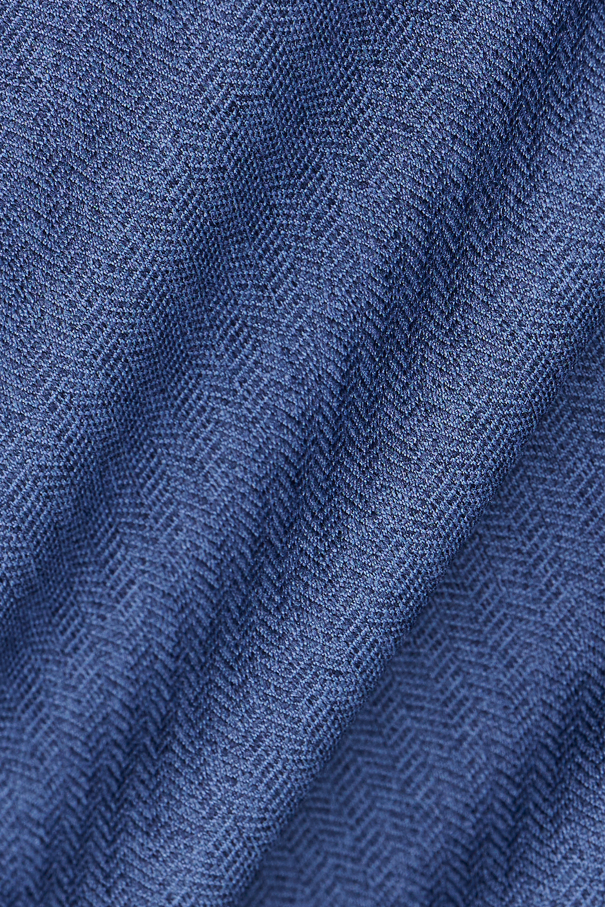 Long Sleeve Button Down Polo in Herringbone // Navy