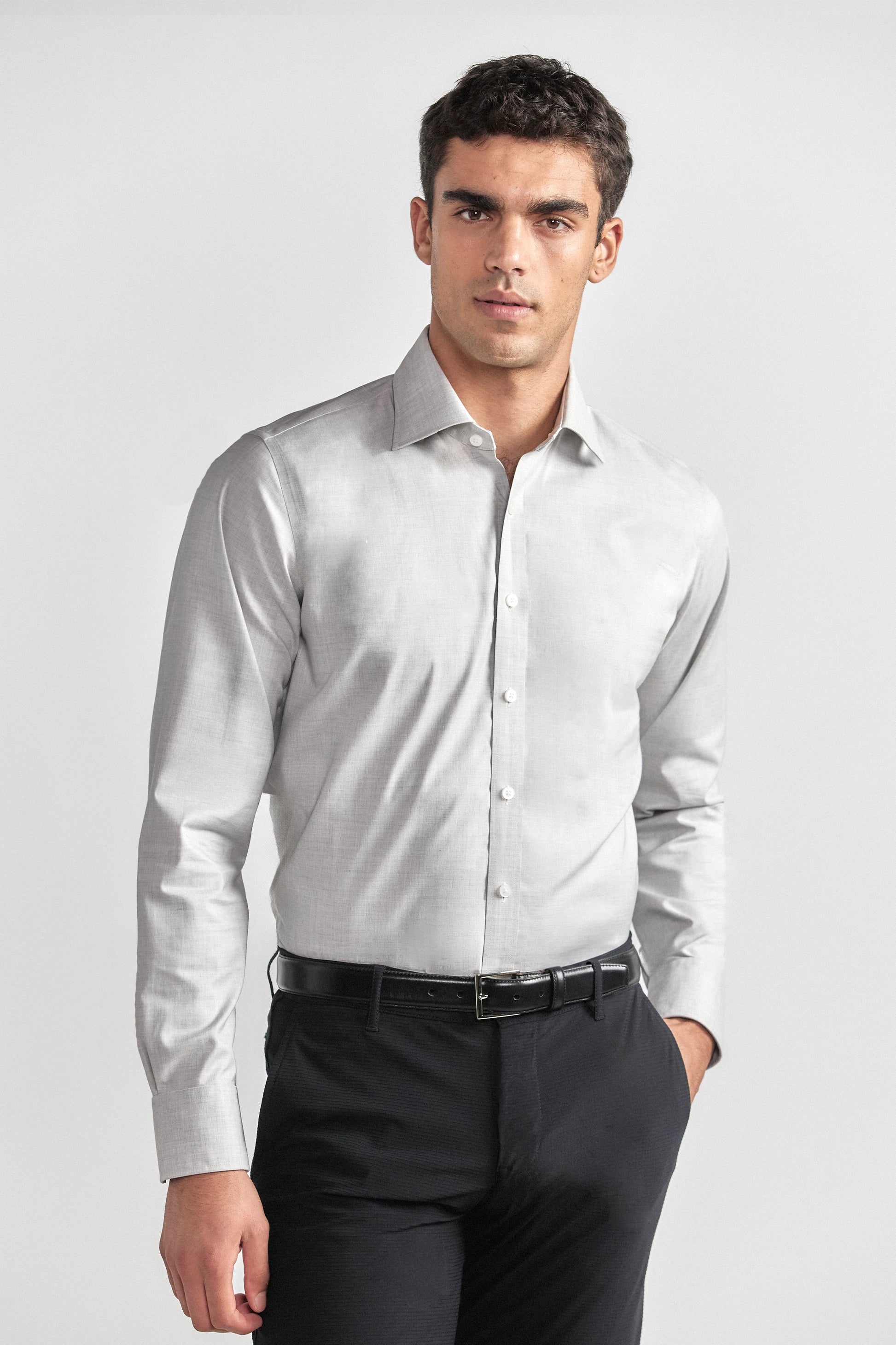 Leader Non-Iron Solid | Heather Light Grey