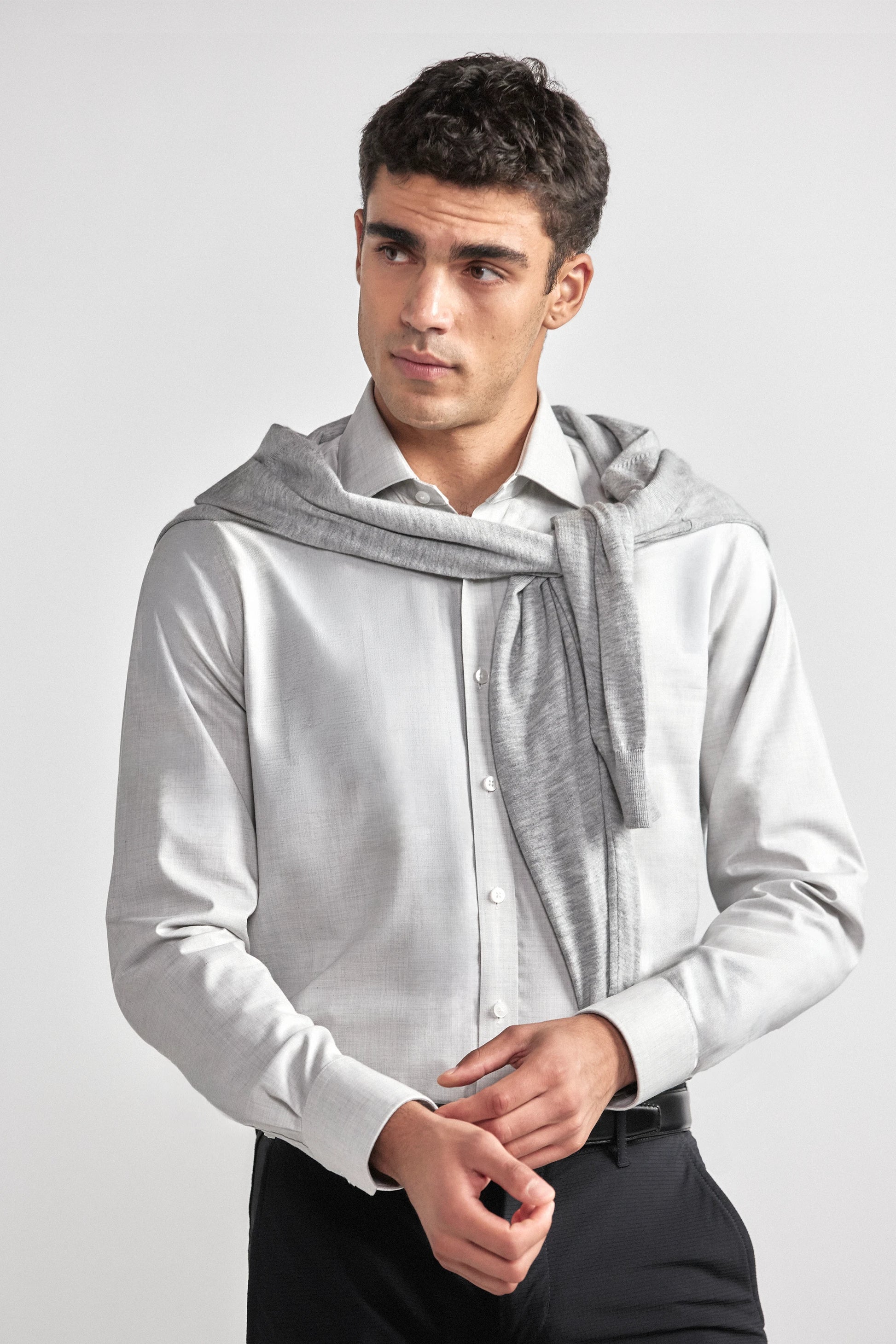 Leader Non-Iron Solid | Heather Light Grey