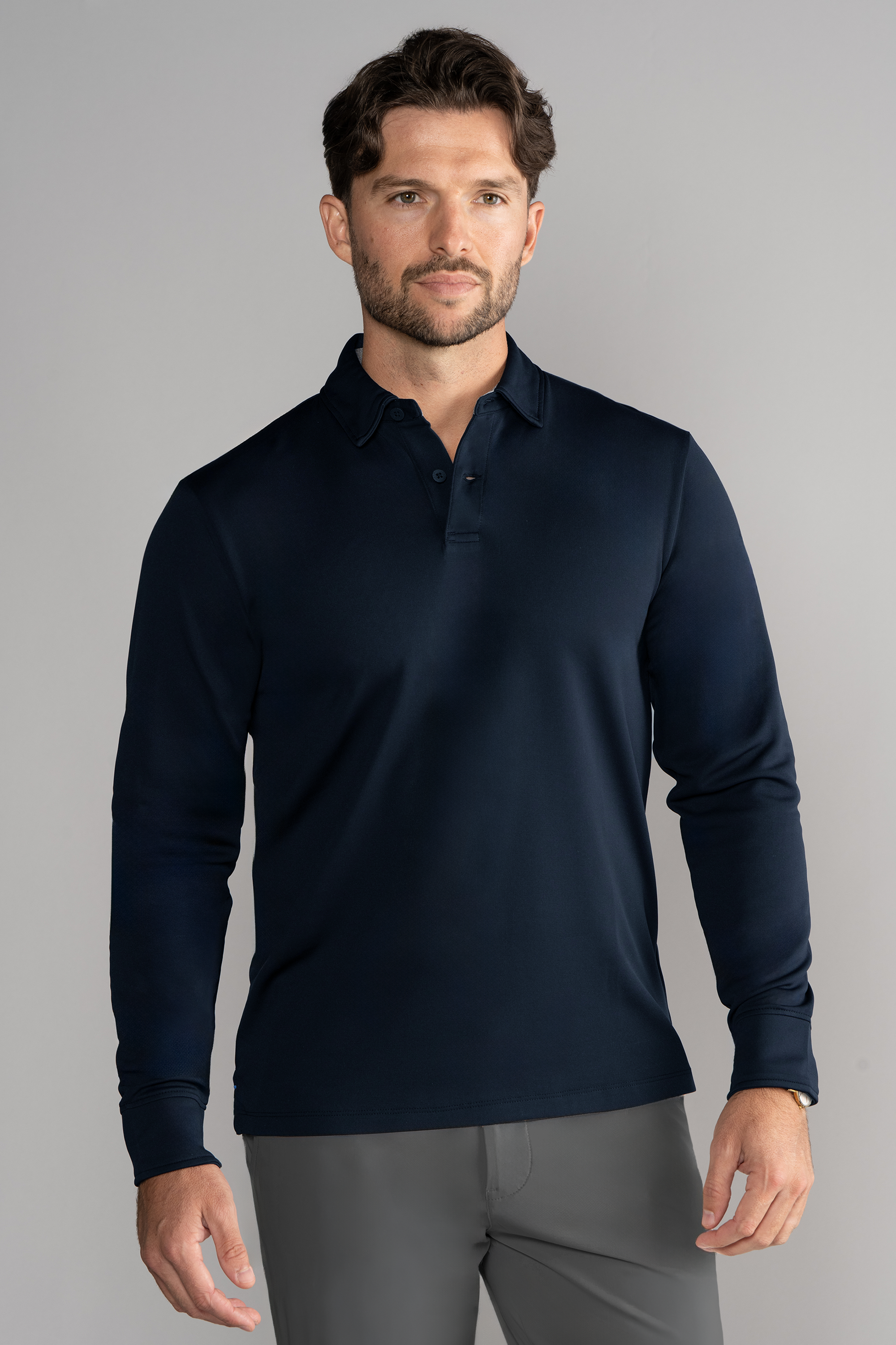 Long Sleeve Polo Solid // Navy