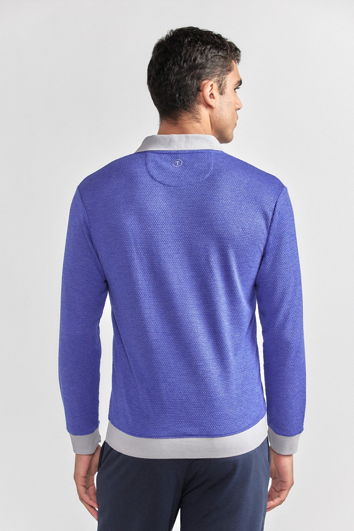 Long Sleeve Sweater Polo Contrast | Cobalt, view 5 of 6