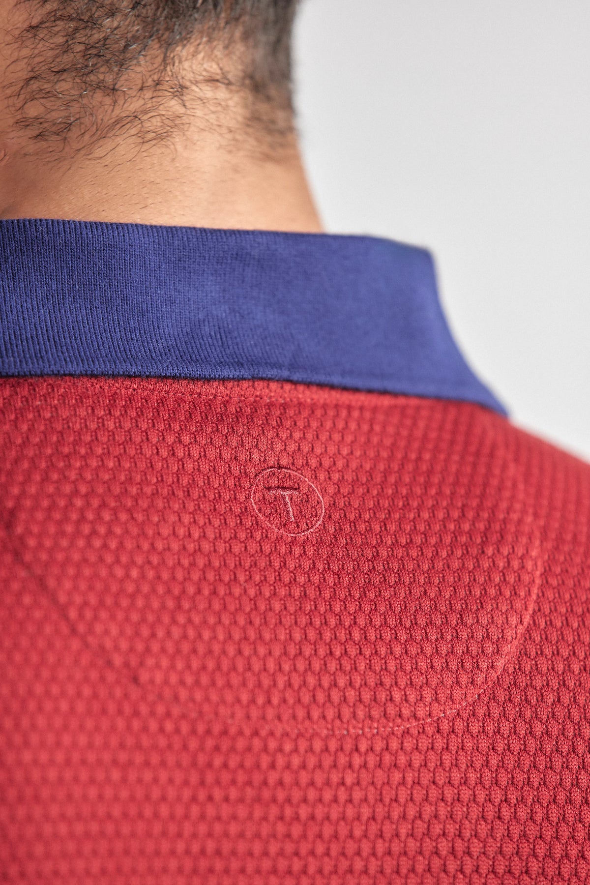 Long Sleeve Sweater Polo Contrast | Crimson