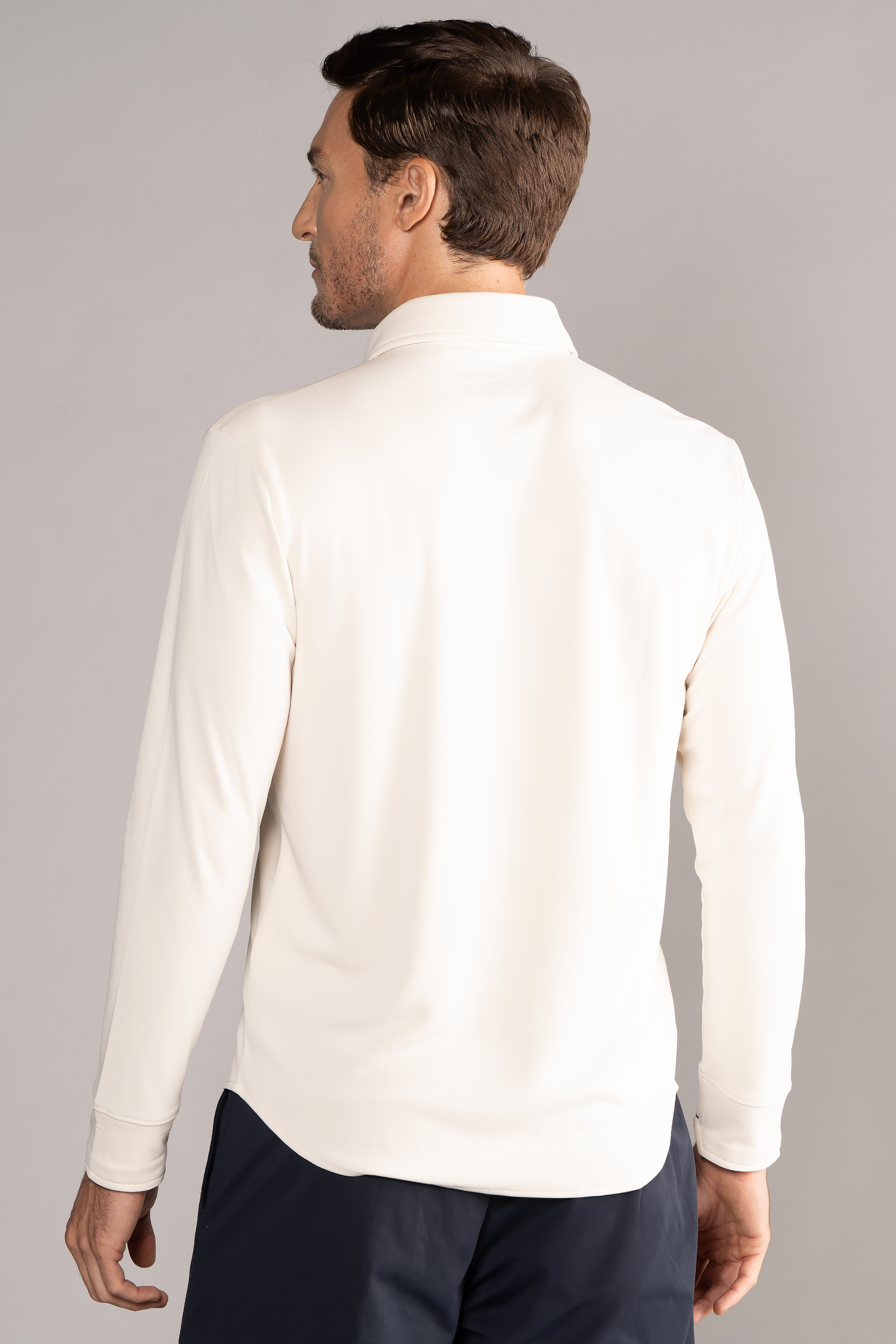 Long Sleeve Button Down Polo Solid // Ivory