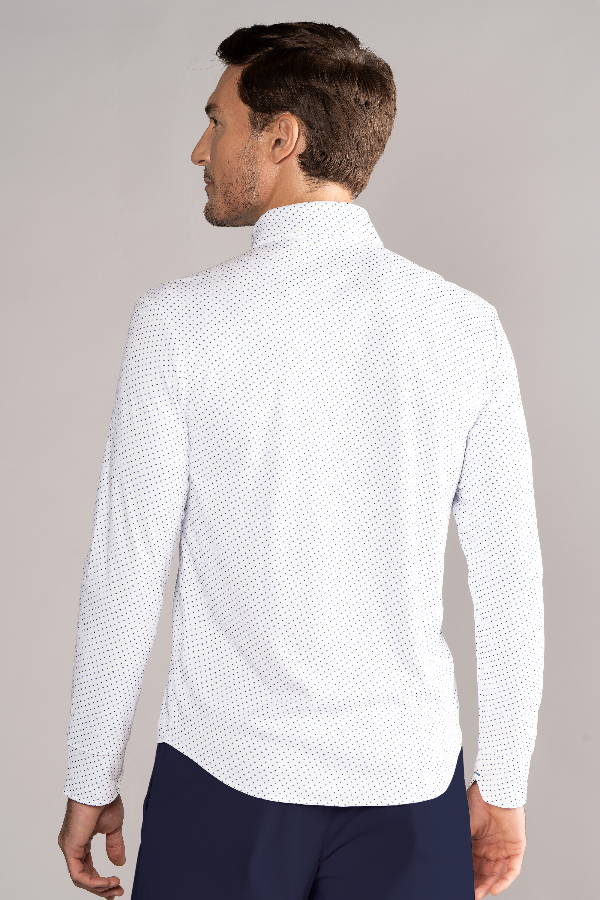 Long Sleeve Button Down Polo Dot // Blue Acorn