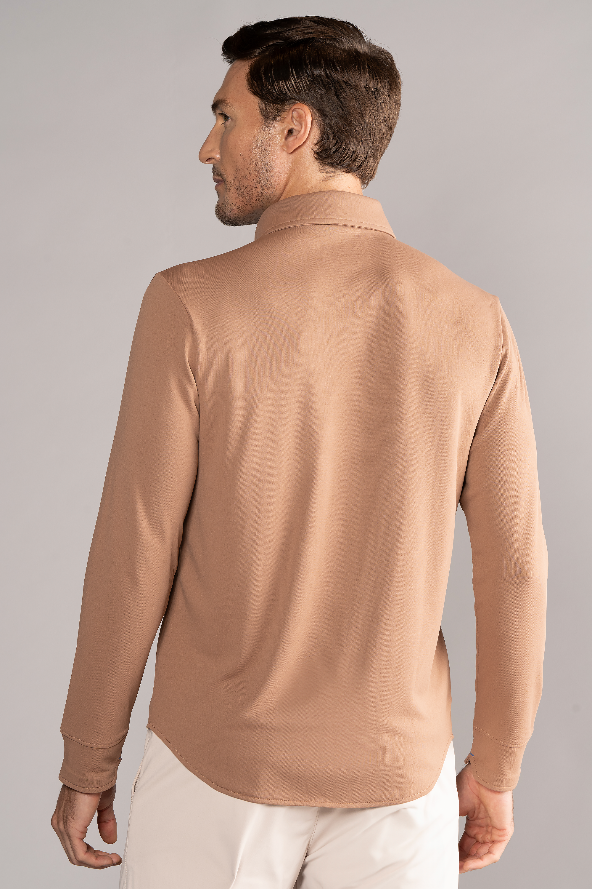 Long Sleeve Button Down Polo Solid // Clay