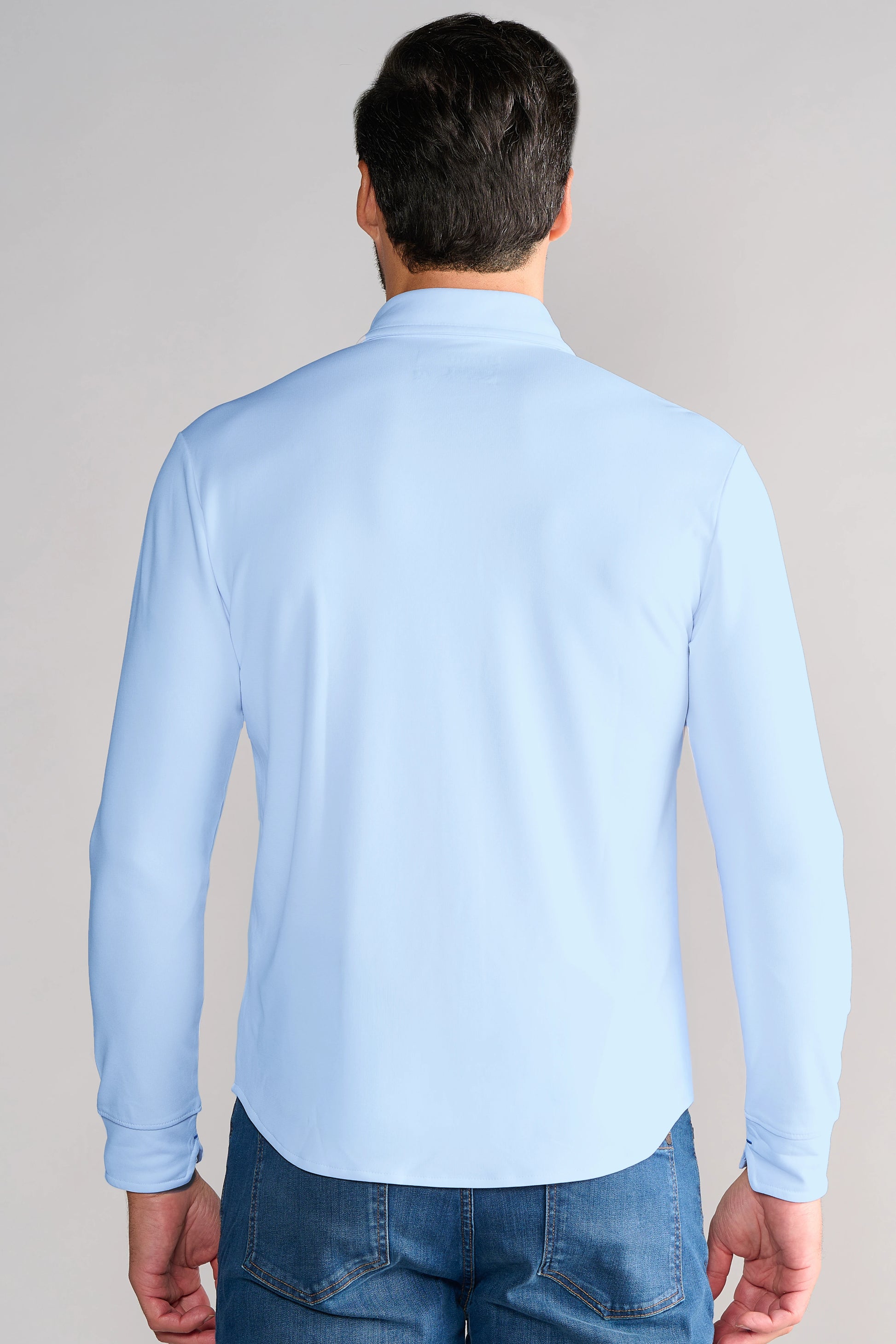 Long Sleeve Button Down Polo Solid // Powder Blue
