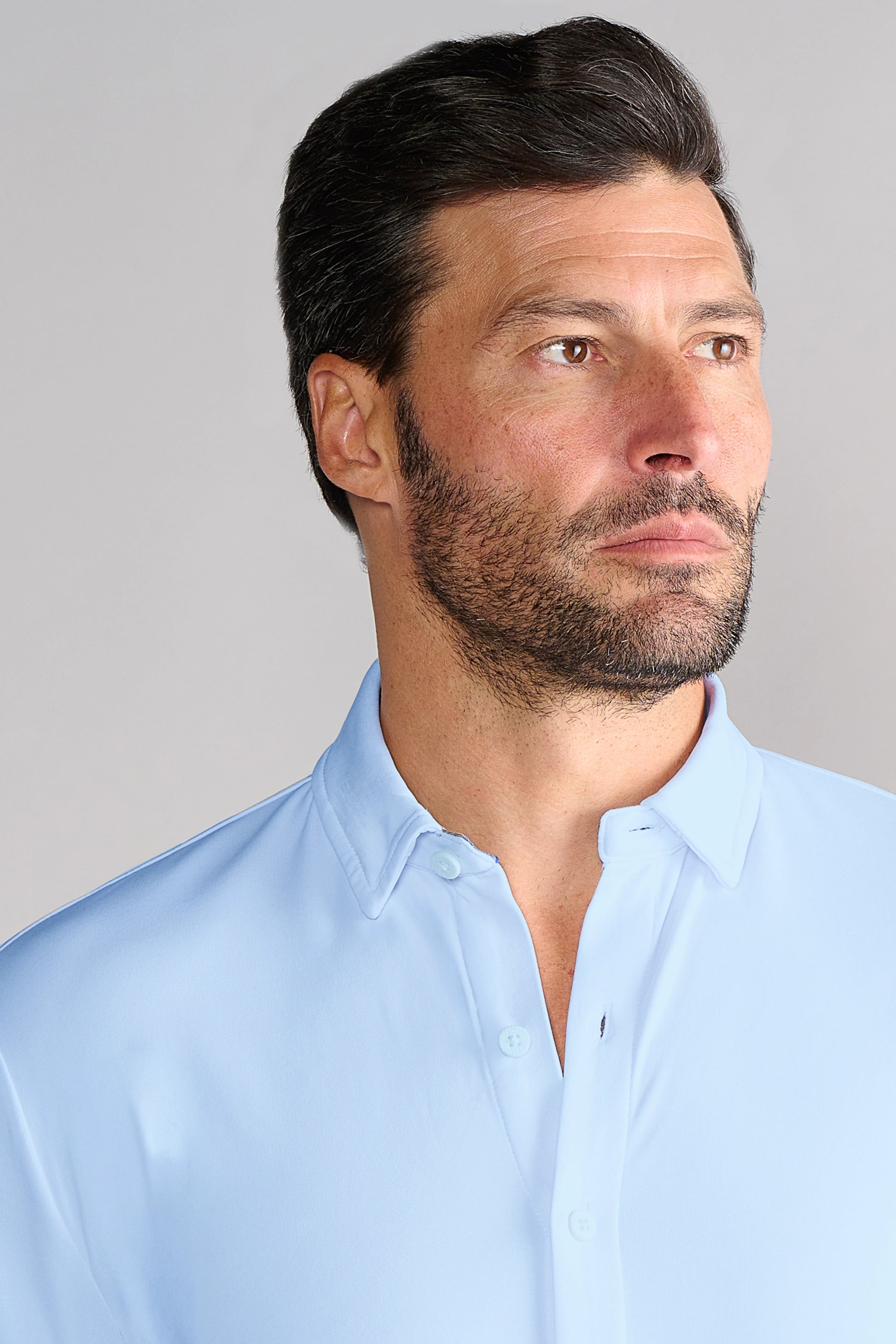 Long Sleeve Button Down Polo Solid // Powder Blue