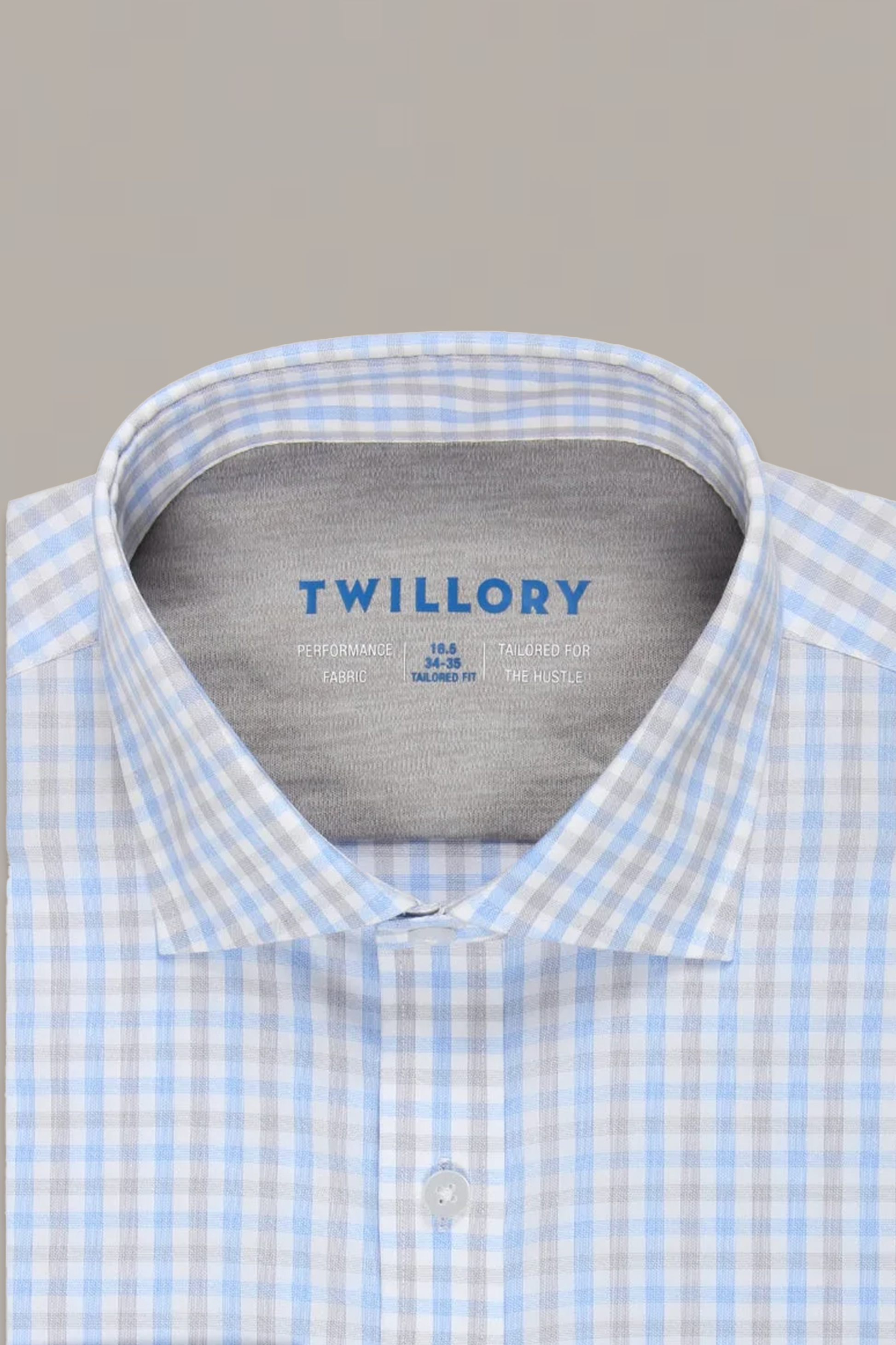 Men's Performance Blue/Grey/White Long Sleeve Dress Shirt: Stretch & Moisture Wicking Men's Performance Blue/Grey/White Long Sleeve Dress Shirt: Stretch & Moisture Wicking