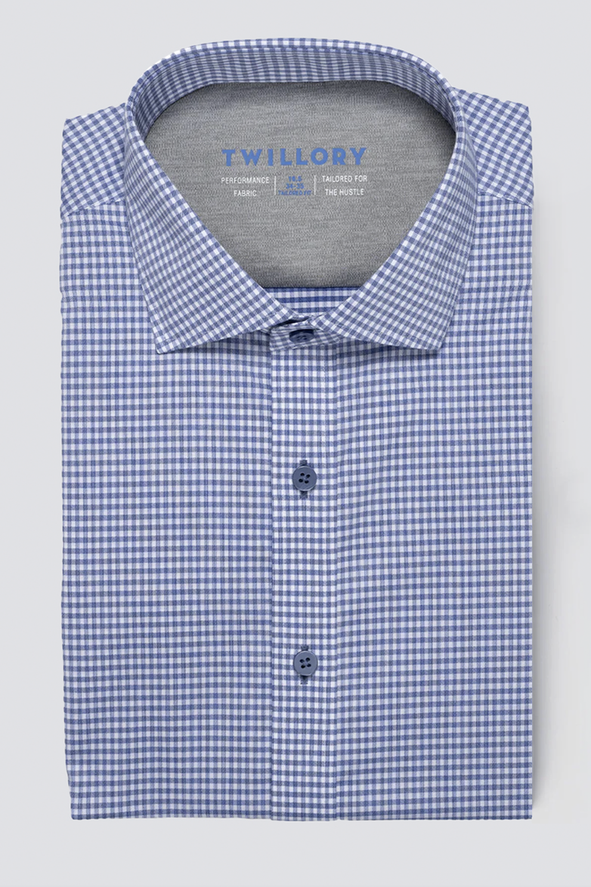 Leader Check // Micro Blue - Tailored / 16.5 / l / 32-33 Leader Check // Micro Blue - Tailored / 16.5 / l / 32-33