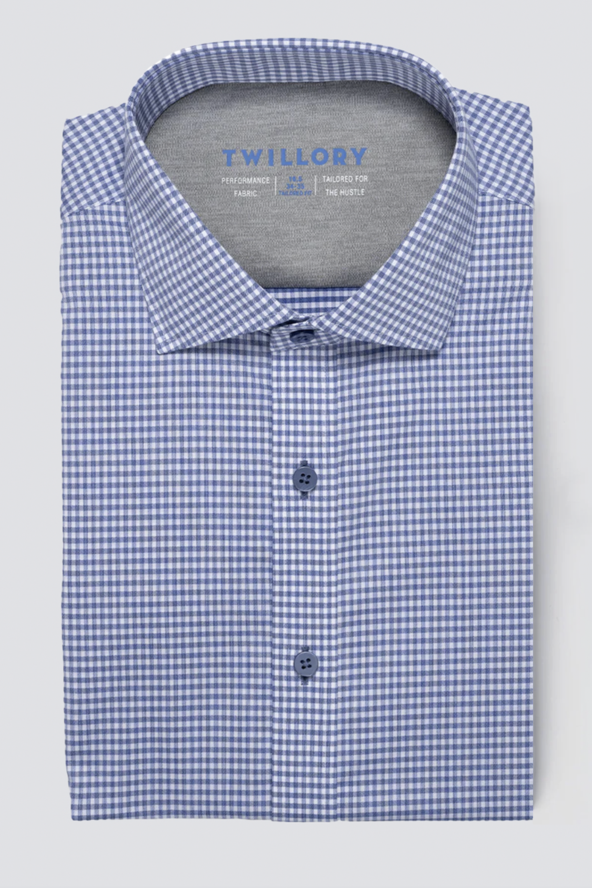 Leader Check // Micro Blue - Tailored / 16.5 / l / 32-33 Leader Check // Micro Blue - Tailored / 16.5 / l / 32-33