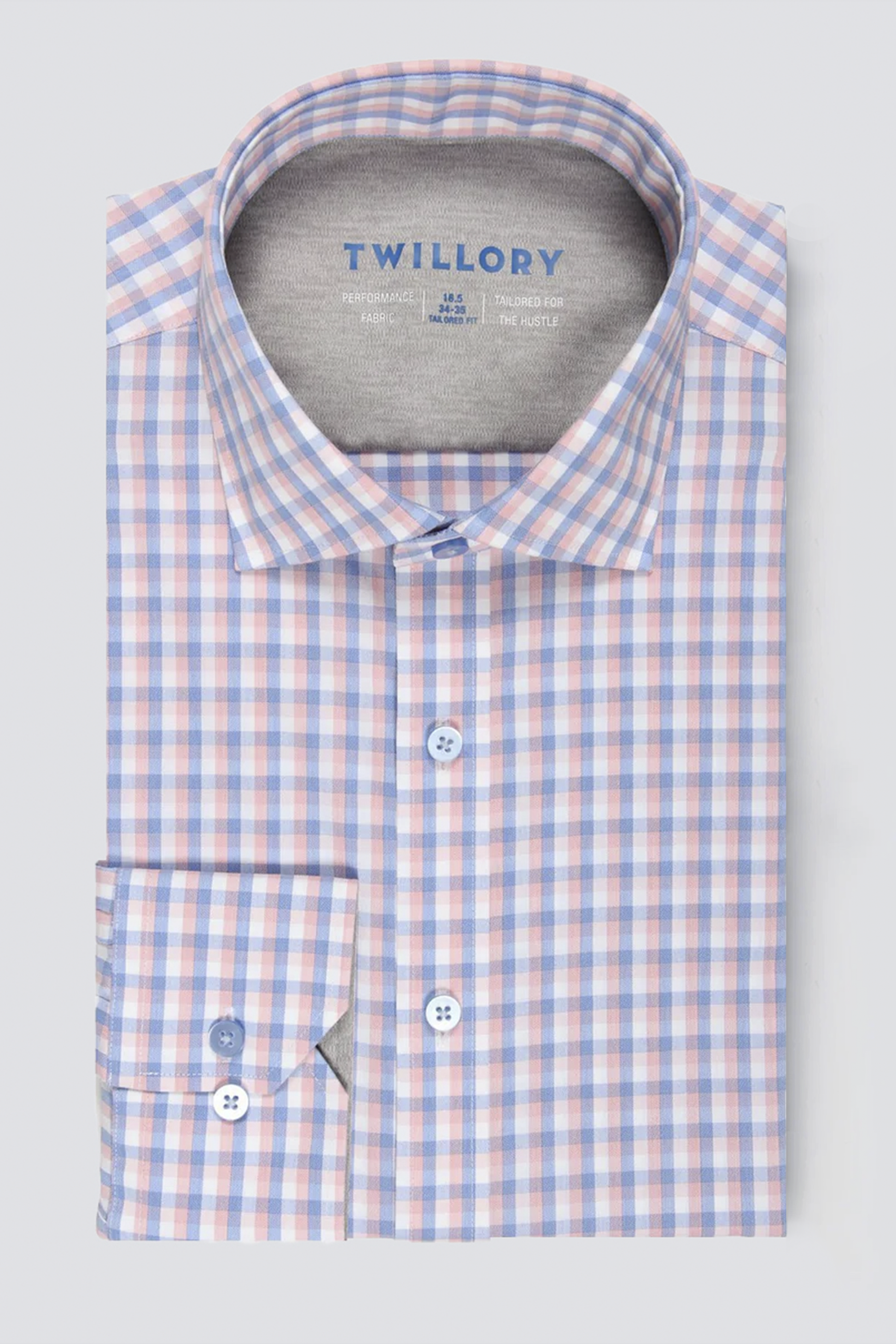 Men's Thick Orange & Blue Check Dress Shirt (Moisture Wicking Button Up) Twillory Men's Thick Orange & Blue Check Dress Shirt (Moisture Wicking Button Up) Twillory