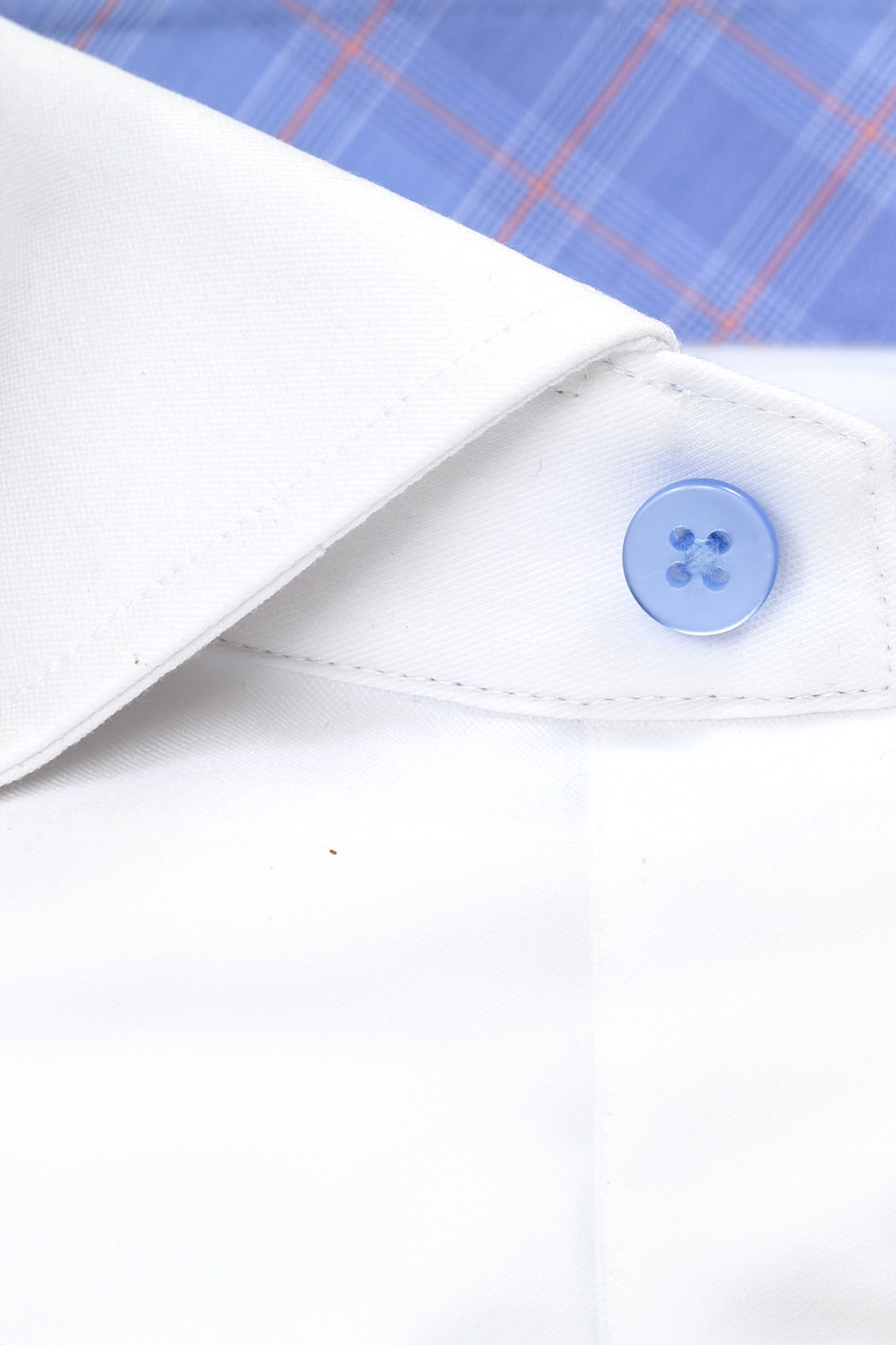 Men's White Dress Shirt With Blue Buttons, Cuffs and Collar Lining Twillory Men's White Dress Shirt With Blue Buttons, Cuffs and Collar Lining Twillory
