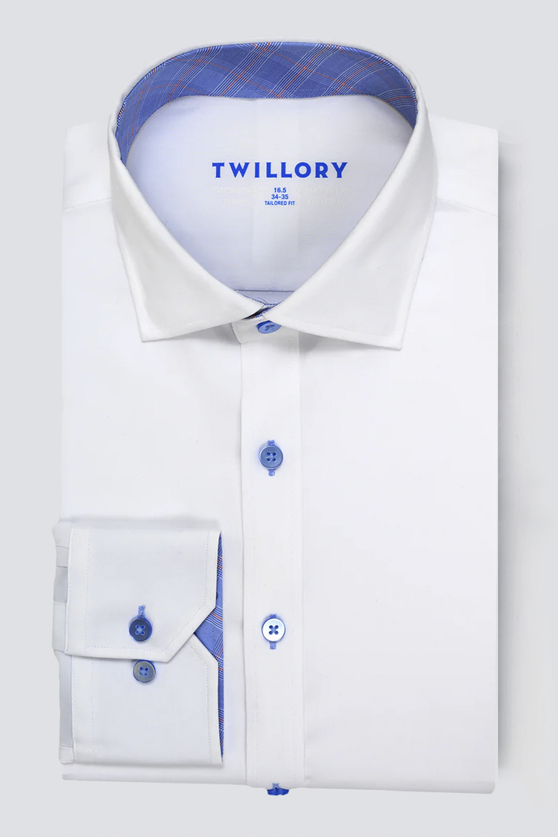 Men's Contrast Prince of Wales Dress Shirt - Superior Comfort & Fit - Non-Iron - Tailored Fit - Blue - Large Men's Contrast Prince of Wales Dress Shirt - Superior Comfort & Fit - Non-Iron - Tailored Fit - Blue - Large