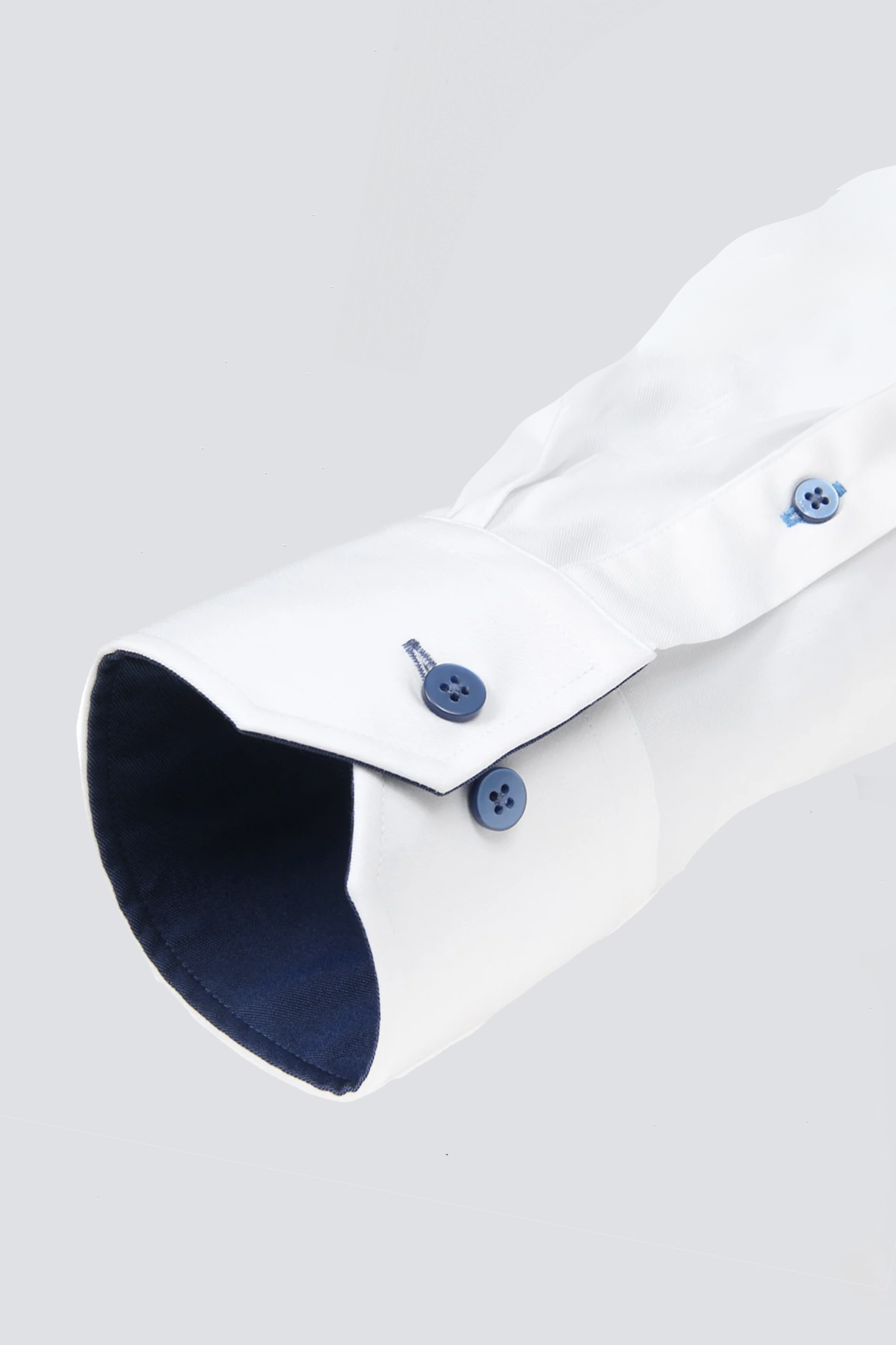 Men's White Dress Shirt With Blue Buttons (Navy Contrast Changer) Twillory Men's White Dress Shirt With Blue Buttons (Navy Contrast Changer) Twillory