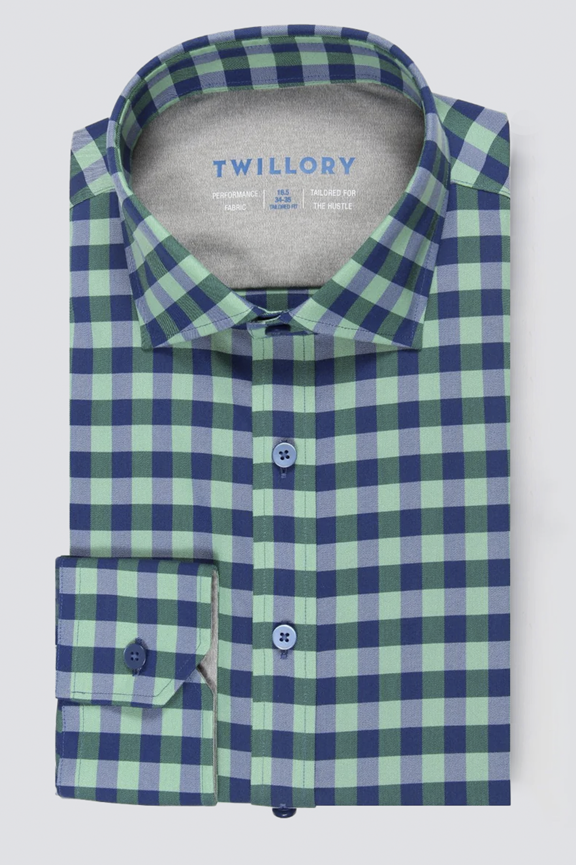 Men's Blue & Green Gingham Dress Shirt (Checkered Shirt) – Twillory