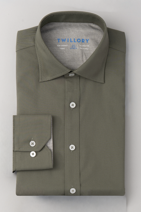 Men's Solid Olive Dress Shirt - Superior Comfort & Fit - Non-Iron - Tailored Fit - Multicolor