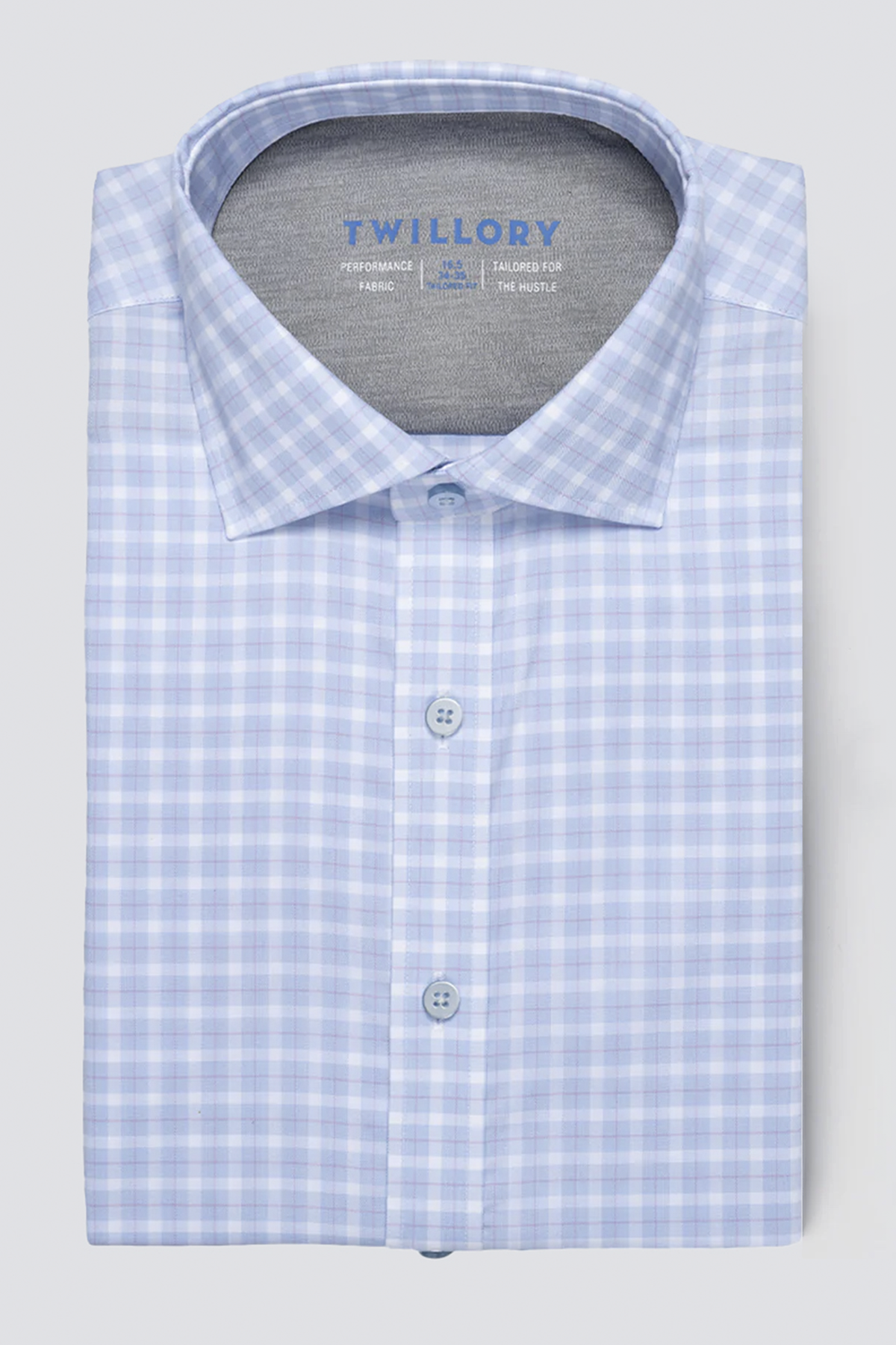 Twillory Men's Leader Non-Iron Plaid Dress Shirt - Sky Blue - 4-Way Stretch, Moisture-Wicking