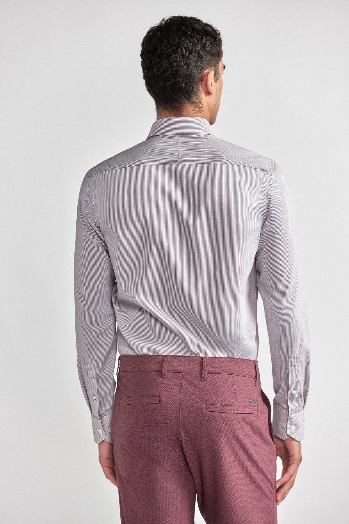 Leader Non-Iron Stripe // Lilac Mini, view 8 of 8