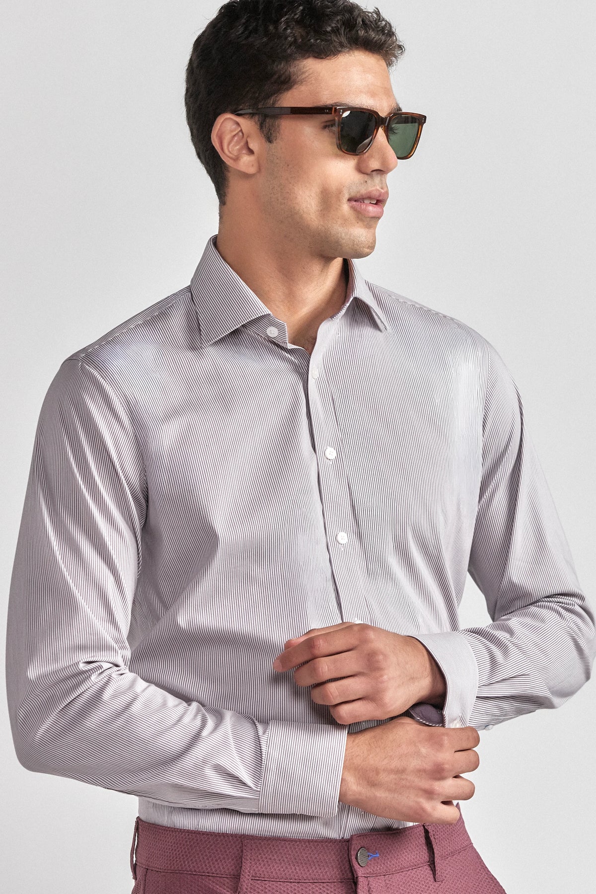 Leader Non-Iron Stripe // Lilac Mini