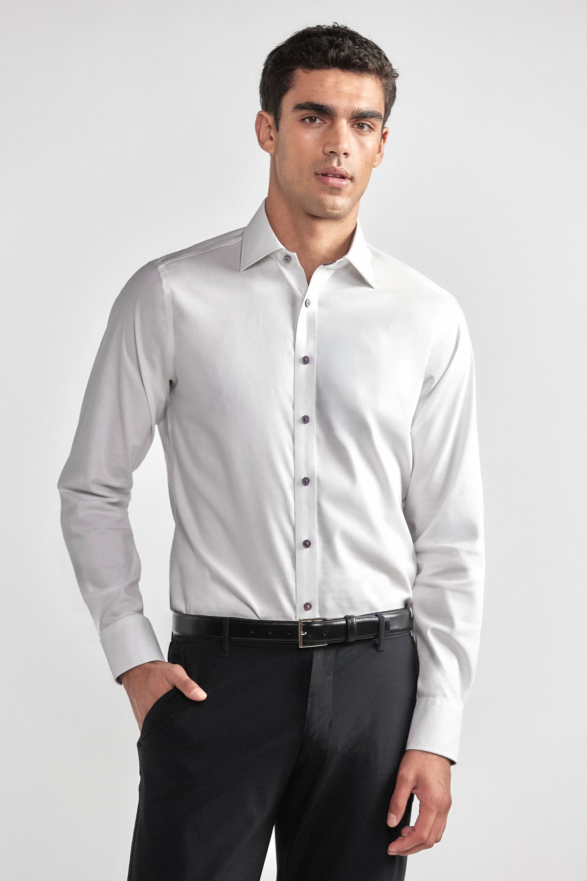 Leader Non-Iron Contrast // Purple Buttons, view 3 of 8