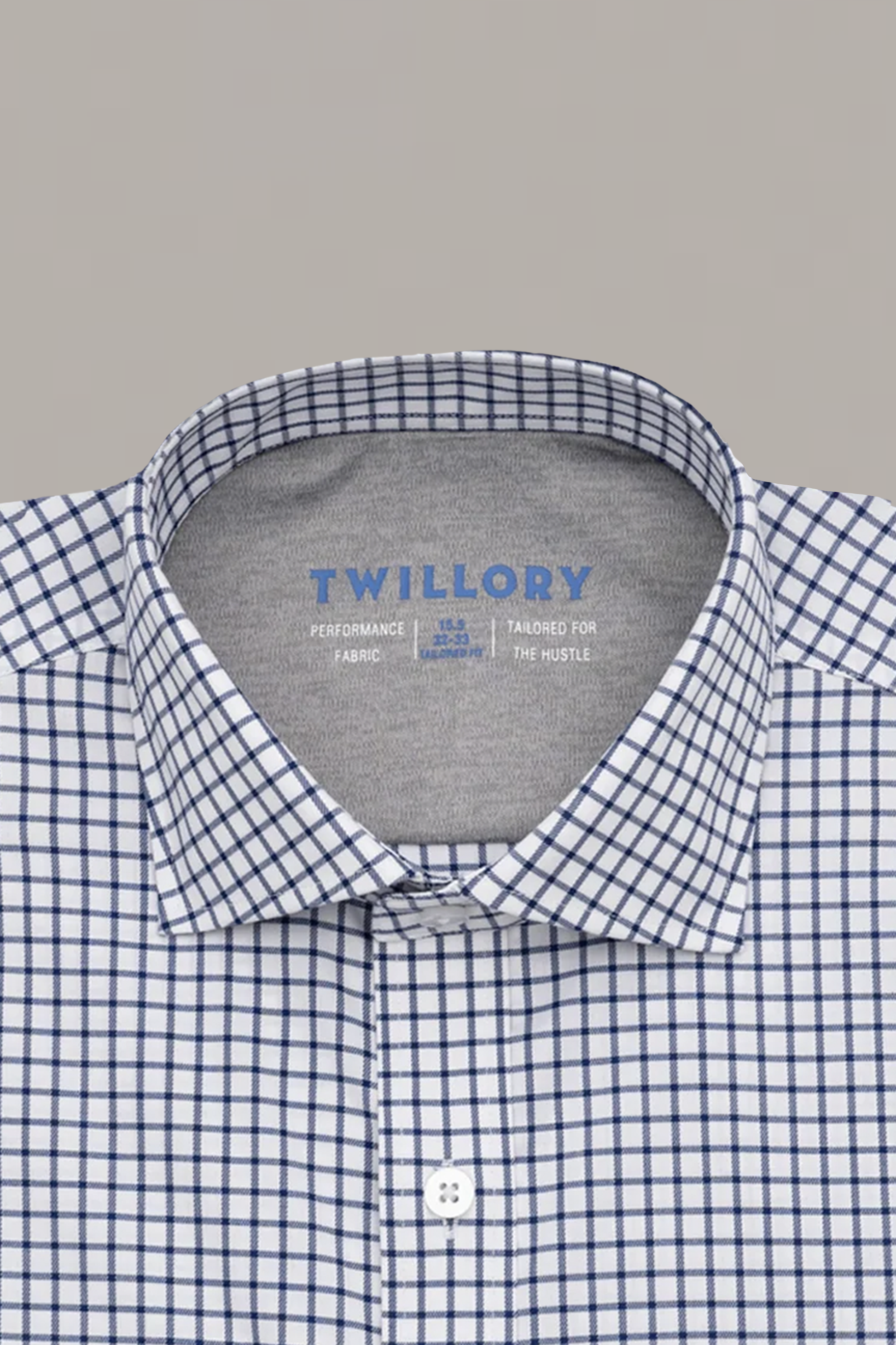 Men's Navy/White Grid Dress Shirt: Performance Stretch | Twillory Extra Trim / 14.5 / s / 32-33 Men's Navy/White Grid Dress Shirt: Performance Stretch | Twillory Extra Trim / 14.5 / s / 32-33