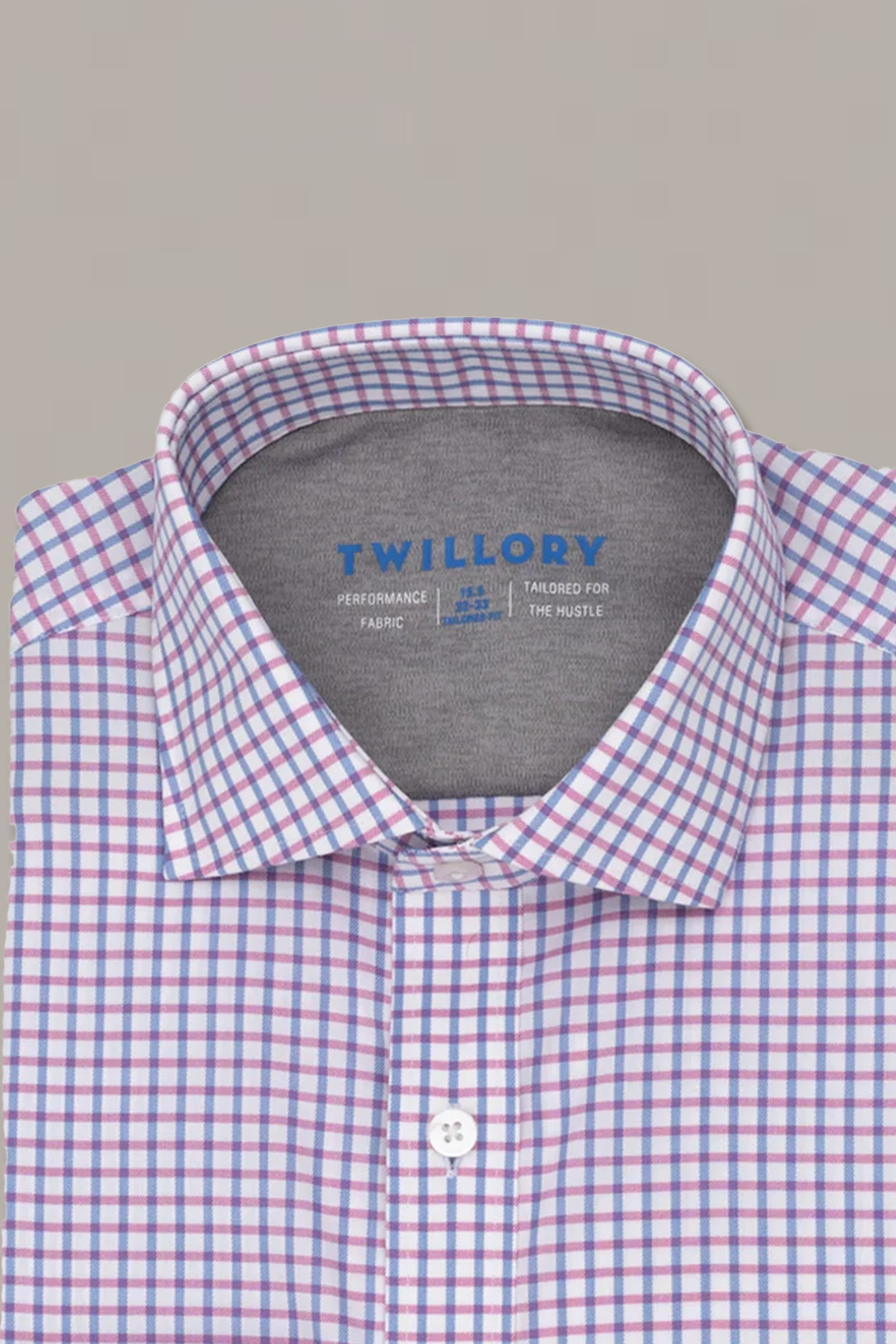 Men's Pink & Blue Grid Dress Shirt (Performance Stretch Long Sleeve) Twillory Men's Pink & Blue Grid Dress Shirt (Performance Stretch Long Sleeve) Twillory
