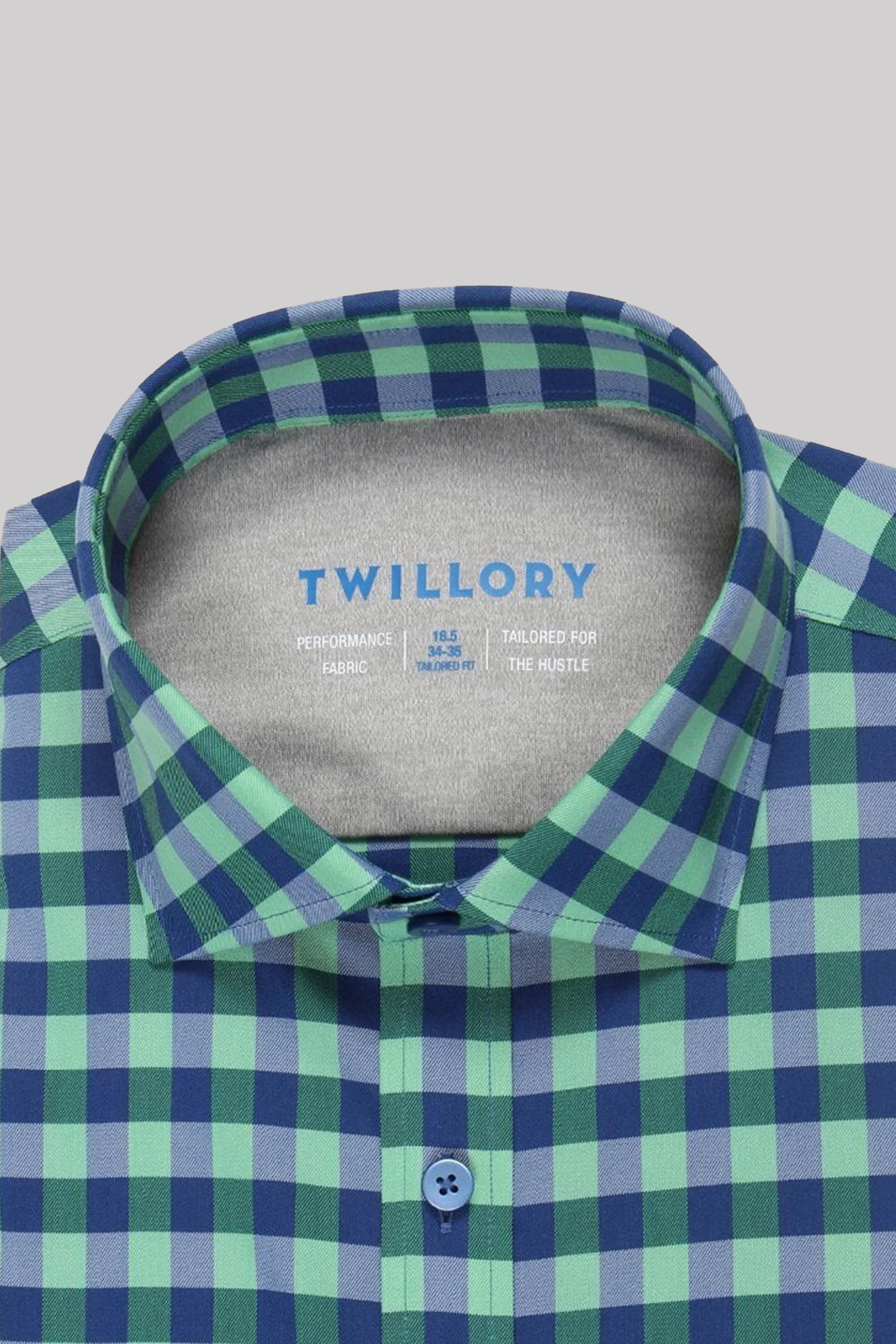 Men's Blue & Green Gingham Dress Shirt (Checkered Shirt) Twillory Men's Blue & Green Gingham Dress Shirt (Checkered Shirt) Twillory