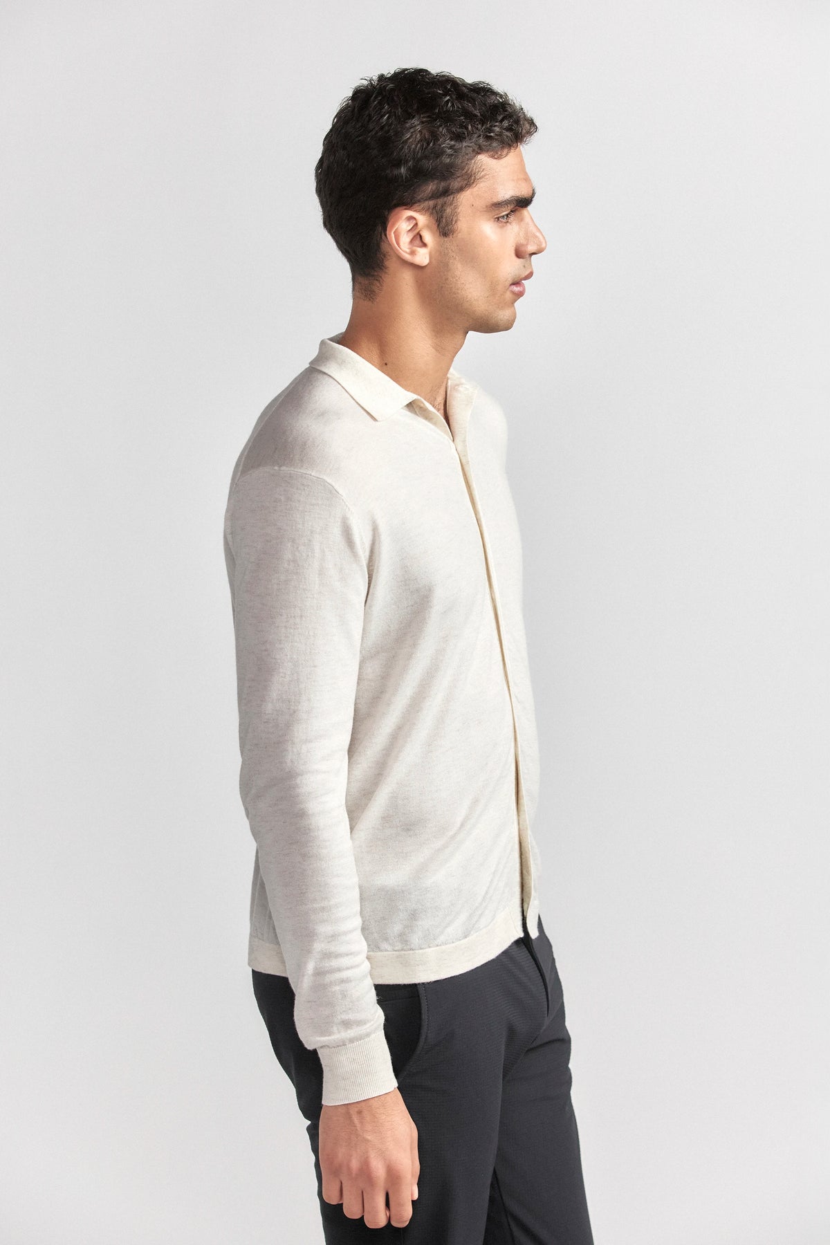 Lightweight Cashmere Button-Down | Heather Ivory, image 5 of 8