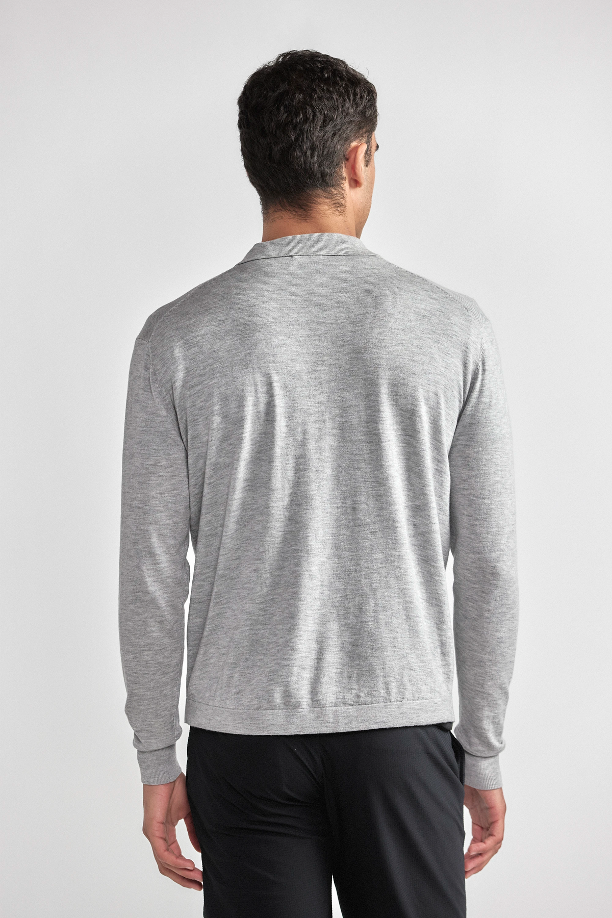 Lightweight Cashmere Button-Down | Heather Light Grey, image 5 of 6
