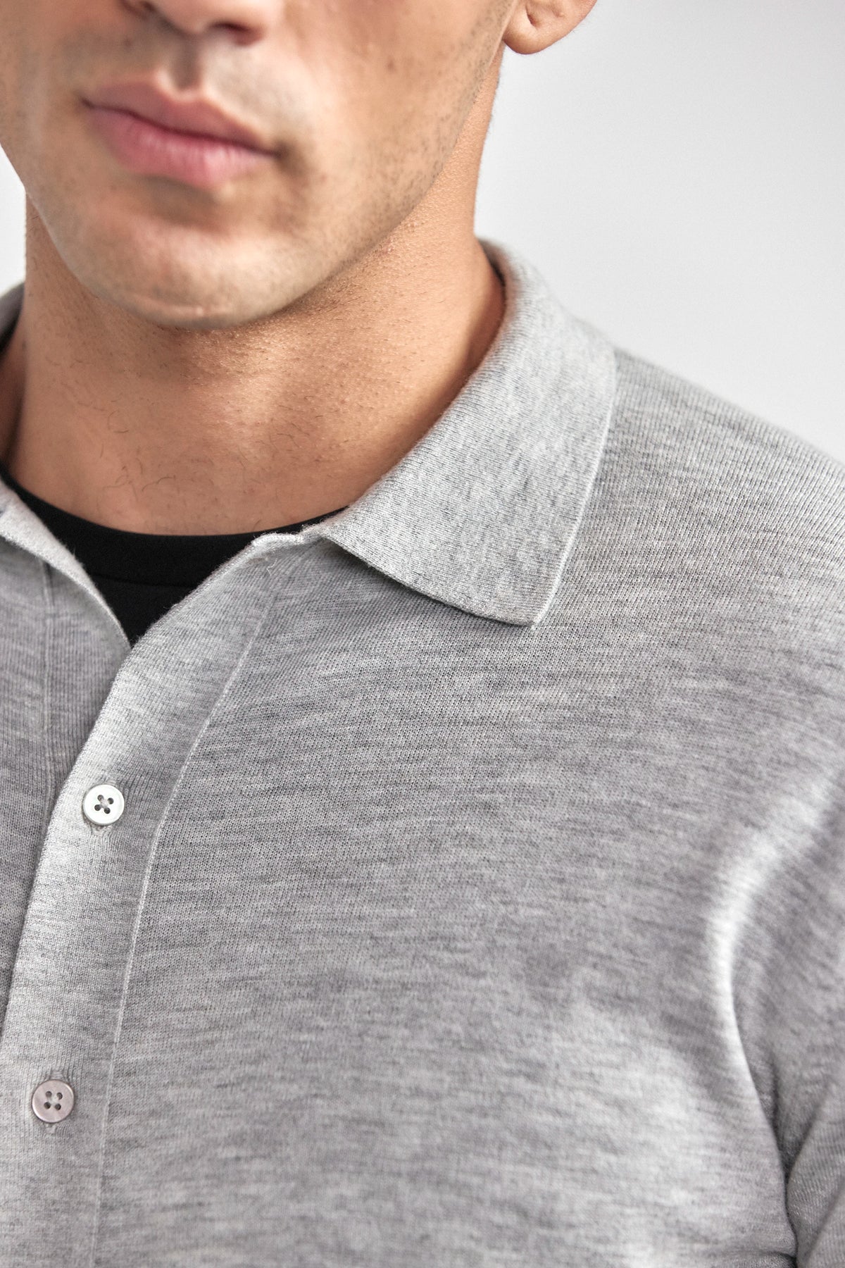 Lightweight Cashmere Button-Down | Heather Light Grey, image 4 of 6