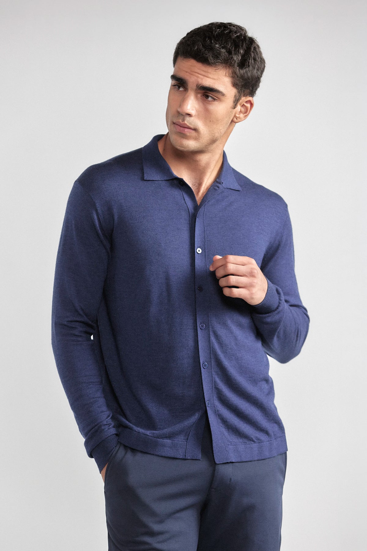 Lightweight Cashmere Button-Down | Navy