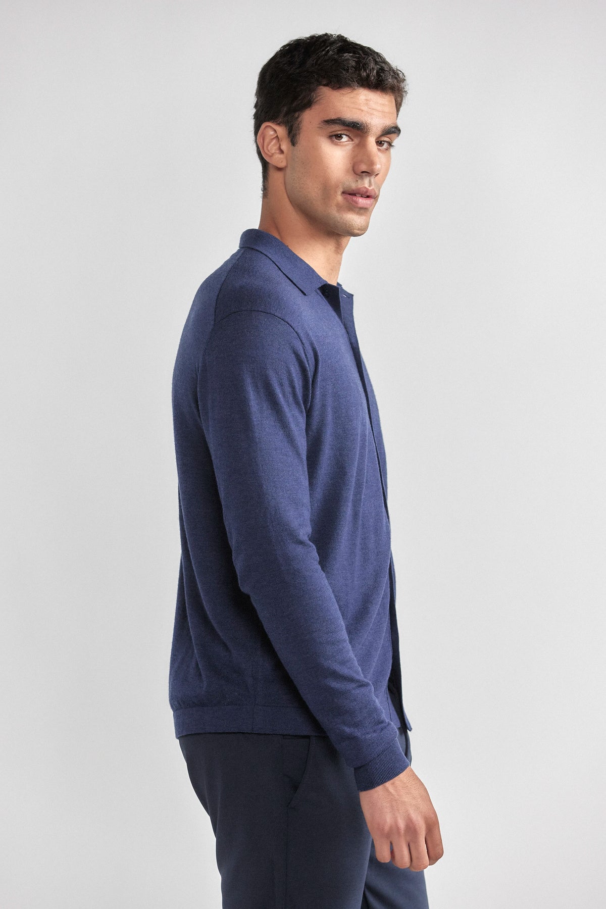 Lightweight Cashmere Button-Down | Navy, image 3 of 8